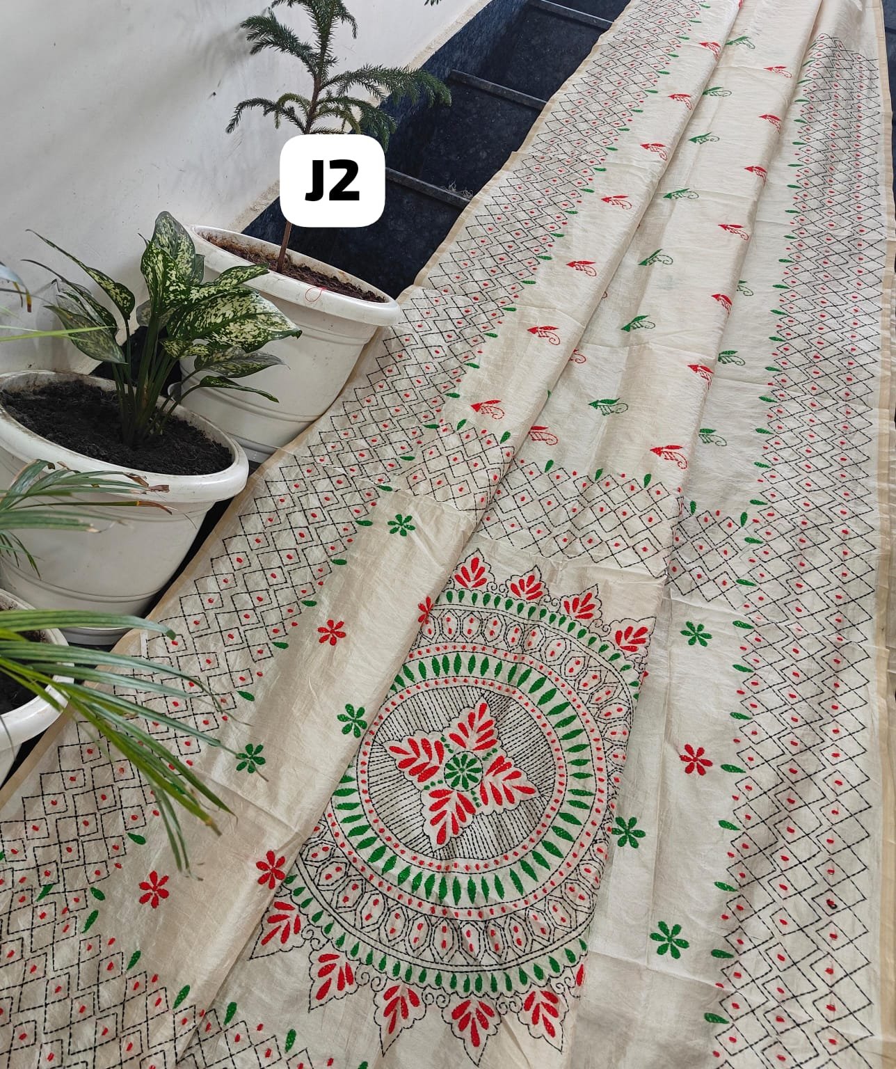 1 Chanderi Fabric Saree with Kantha work