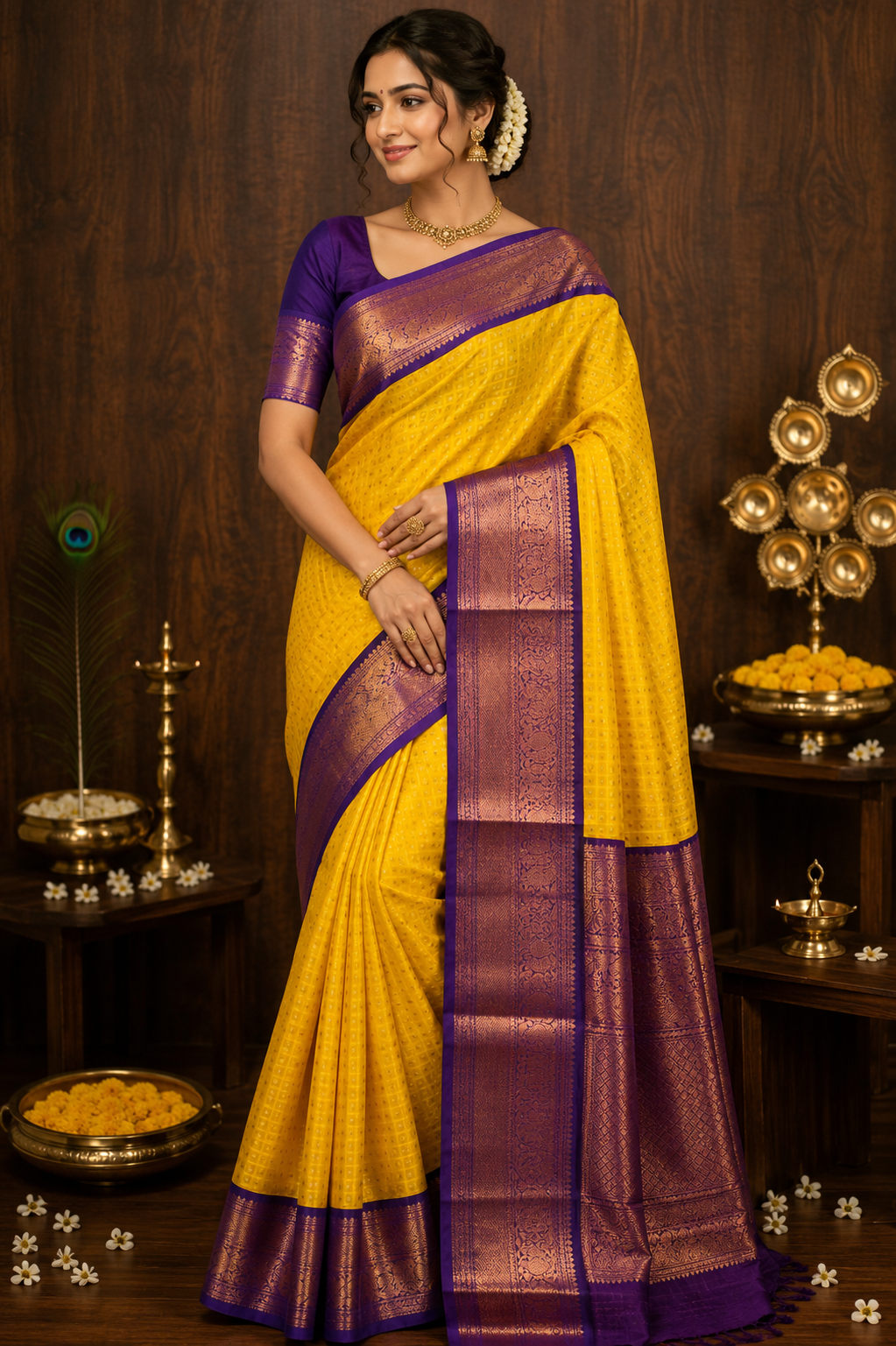 1000 Buttas Korvai Kanchi Semi Silk Sarees image 15