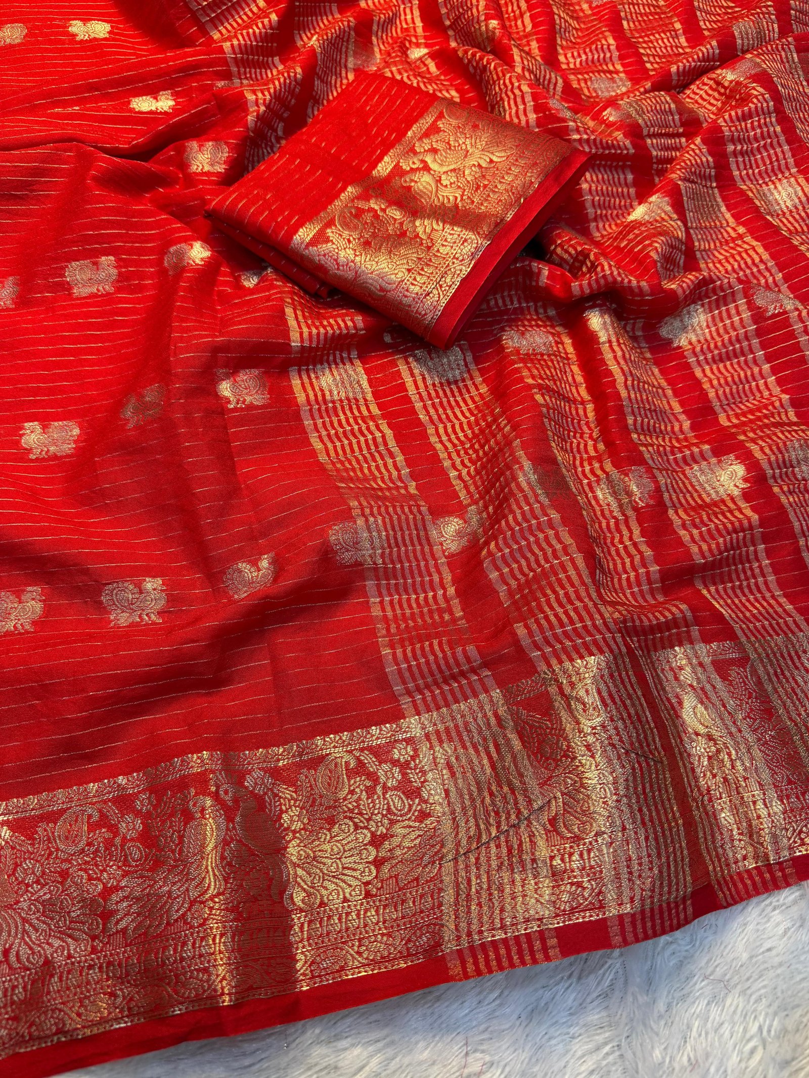 Pure viscose dola silk sarees image 8