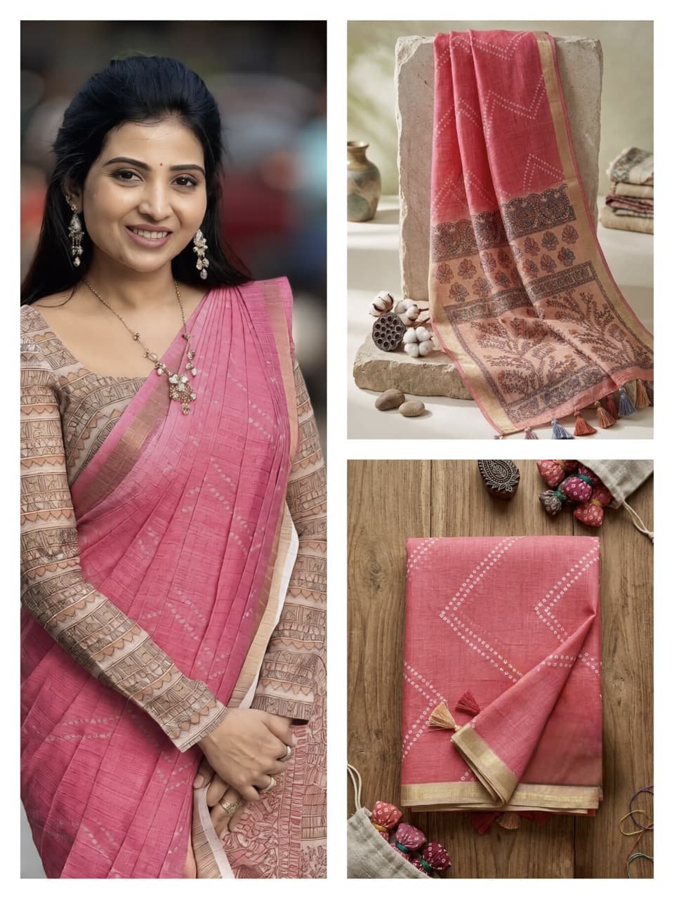 New Linen Cotton Sarees image 2