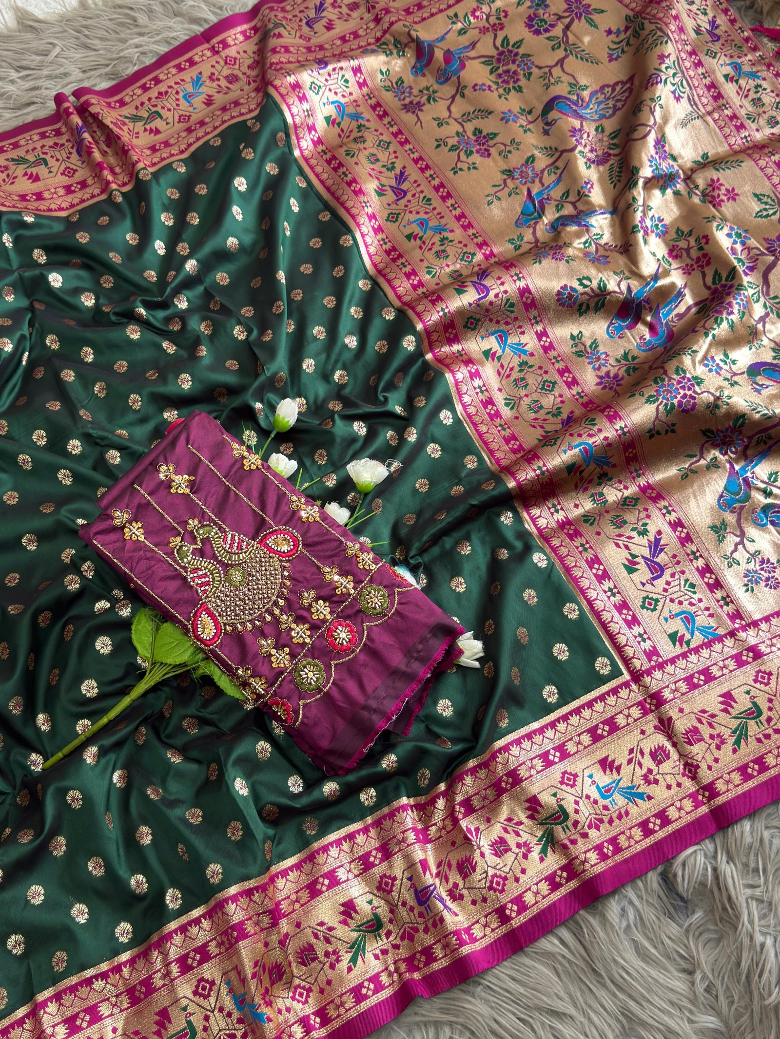 Kalanjali Paithani With Aari Work Blouse image 4