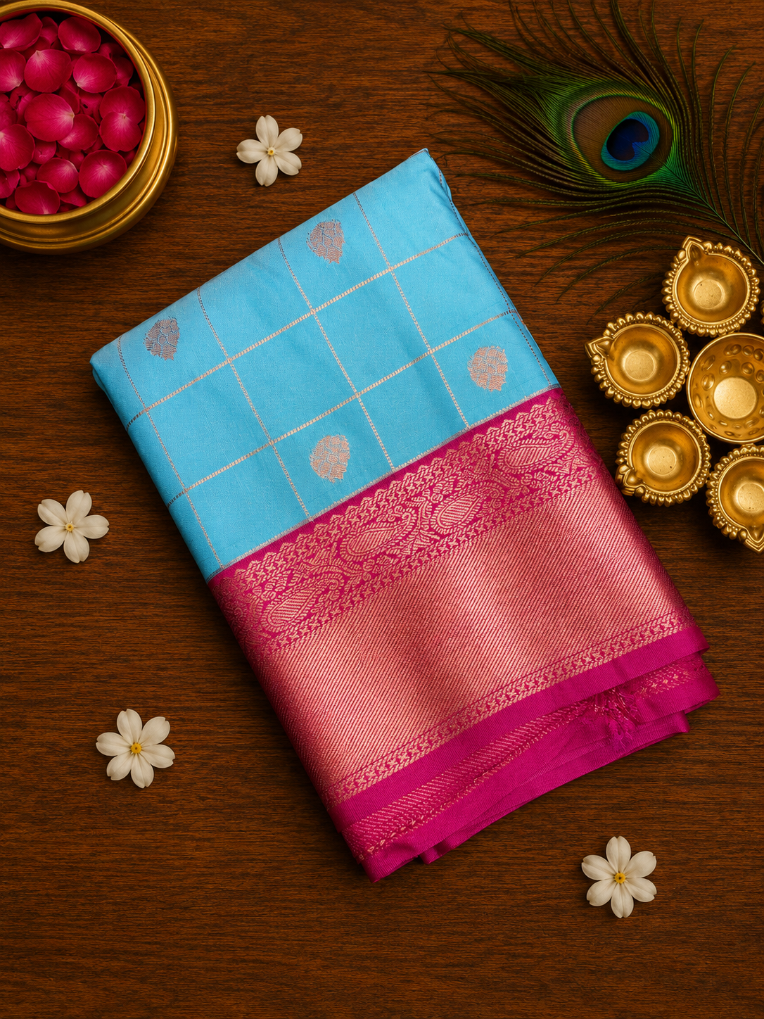 5 Korvai Semi Kanchi Silk Sarees image 6