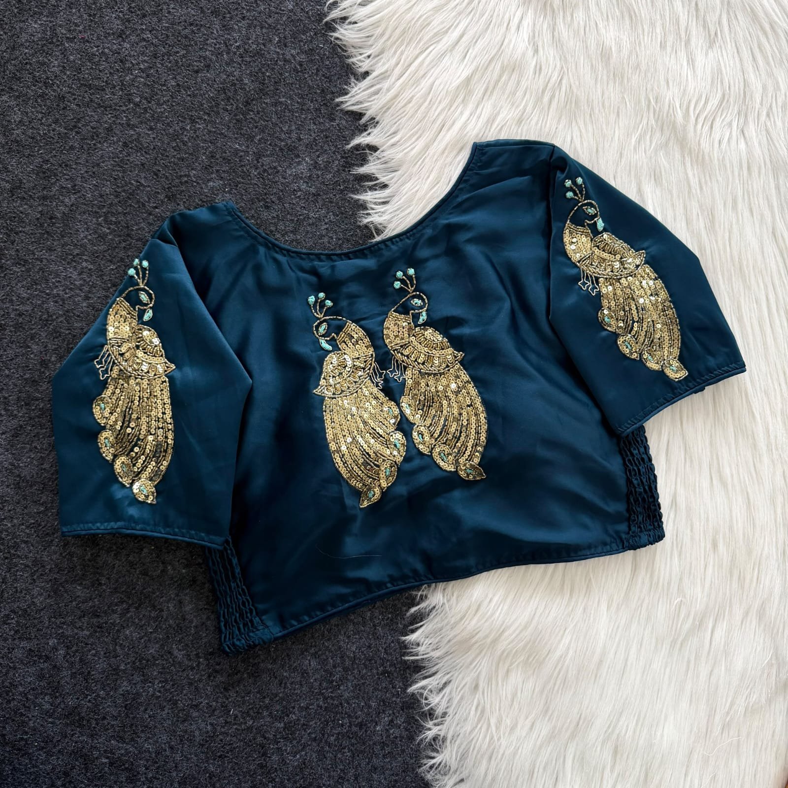Zardosi Embroidery Readymade  Blouse with Elastic image 2