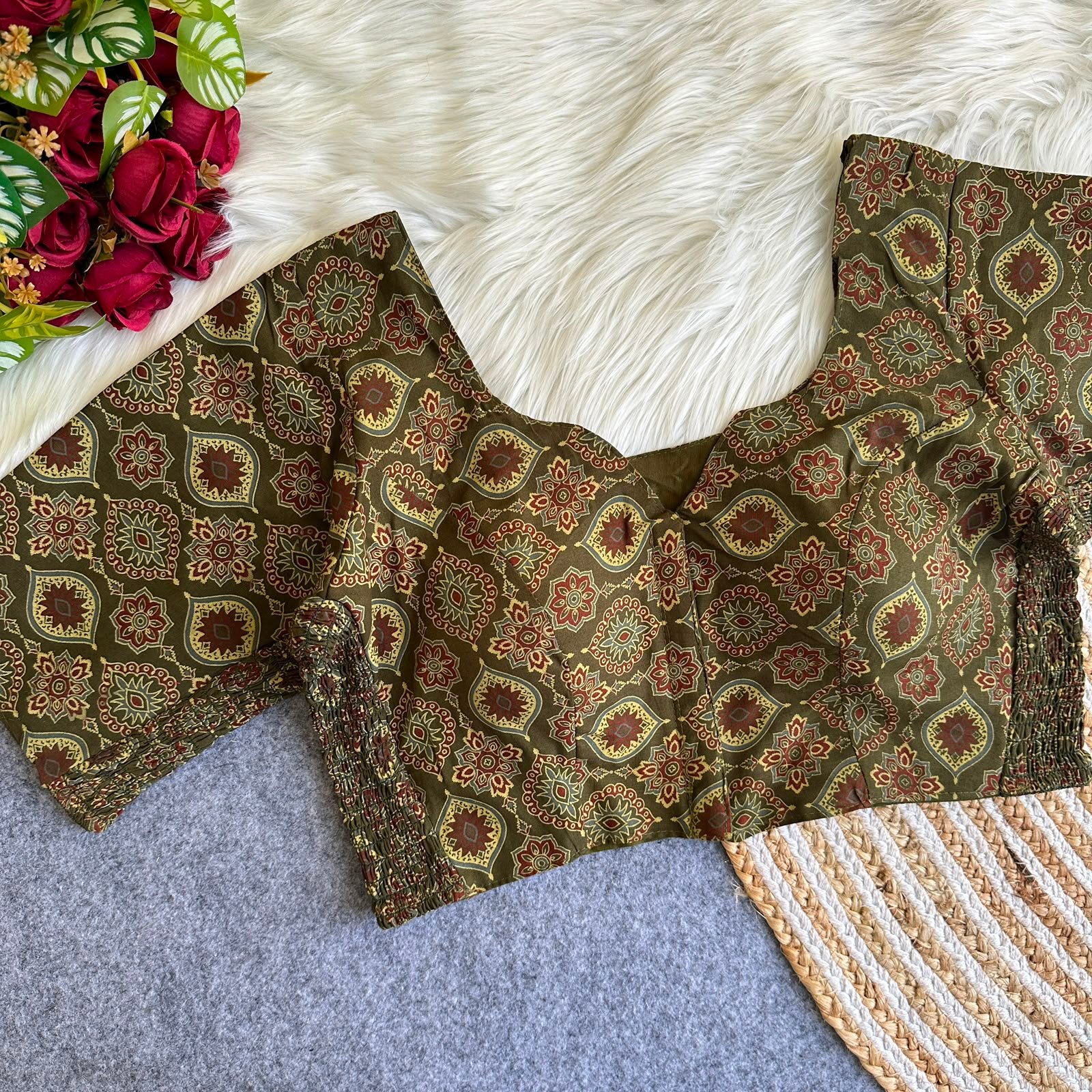 Ajrakh Print Elastic Blouse image 3