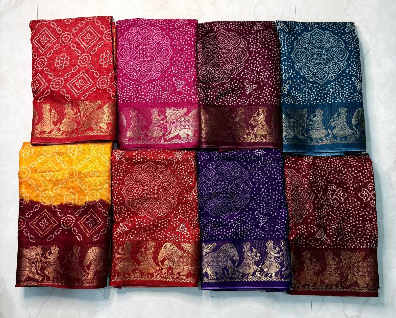 Crush Dola Silk Bandhej Saree image 7