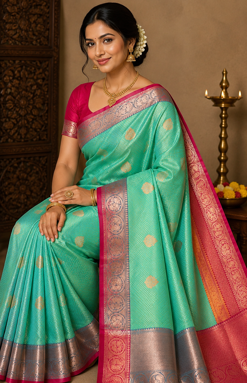 4 Korvai Kanchi Semi Silk Sarees image 3