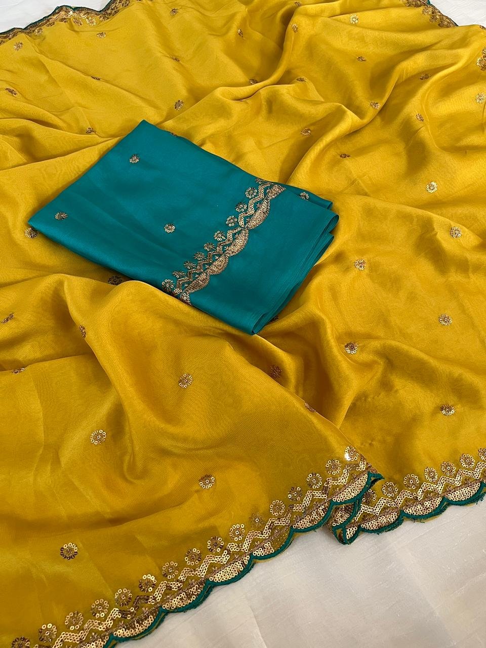 Rangoli silk saree with embroidery image 8
