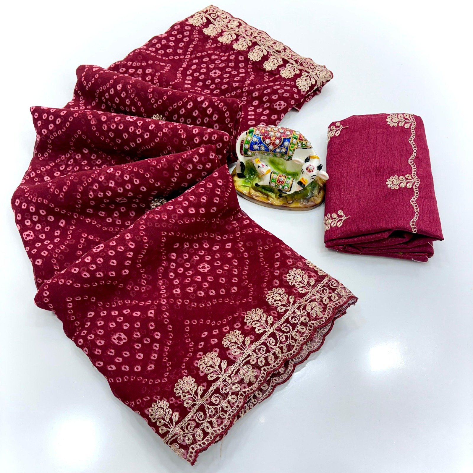 Soft Georgette Bandhej Print Saree image 8