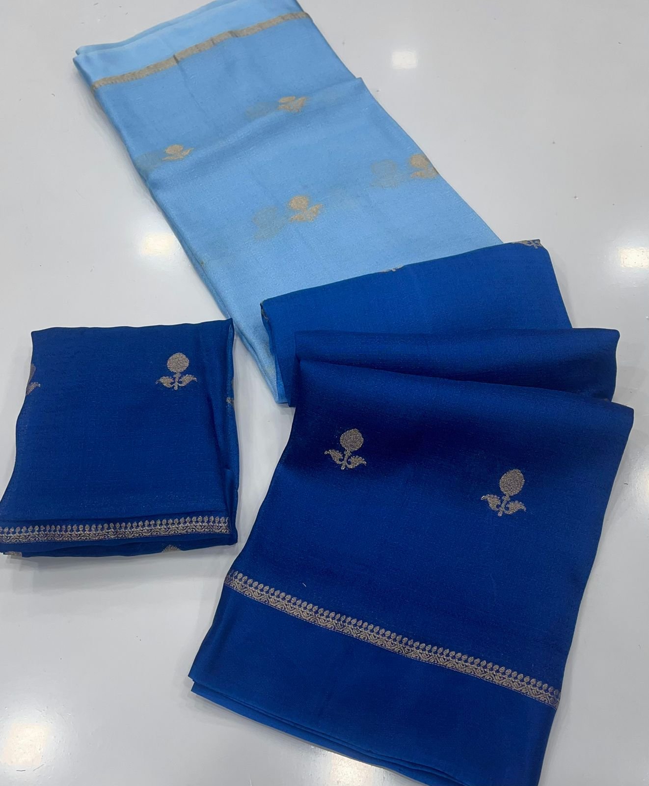 Pure soft Viscose Khadi silk fabric with satin border image 2