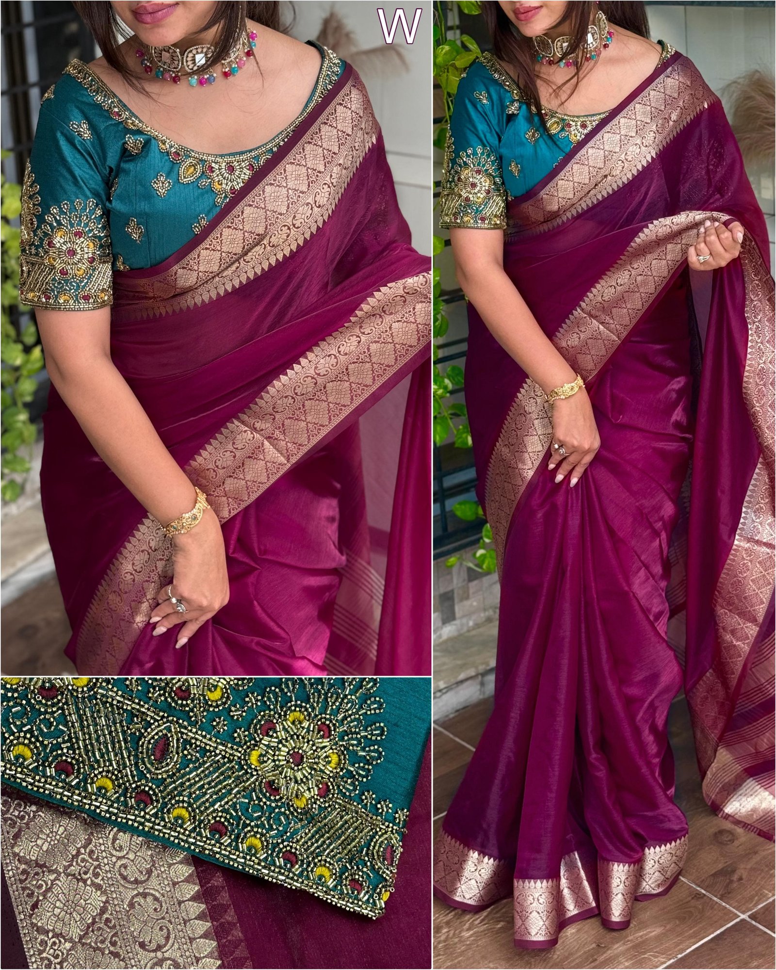 Fandy Satin Saree With Embroidery Blouse image 6