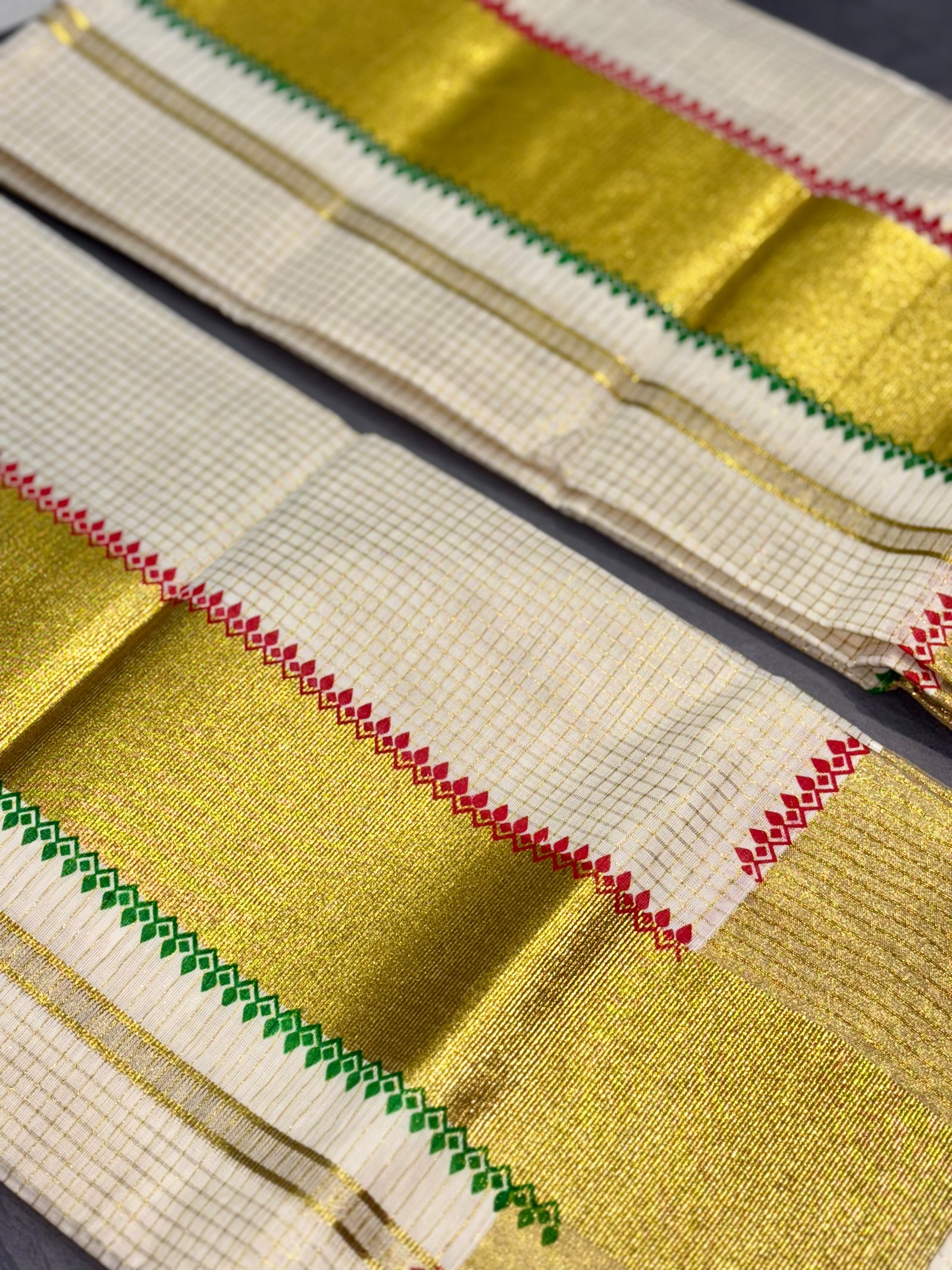 2 Kerala Kasavu Set Mundu Cotton image 2