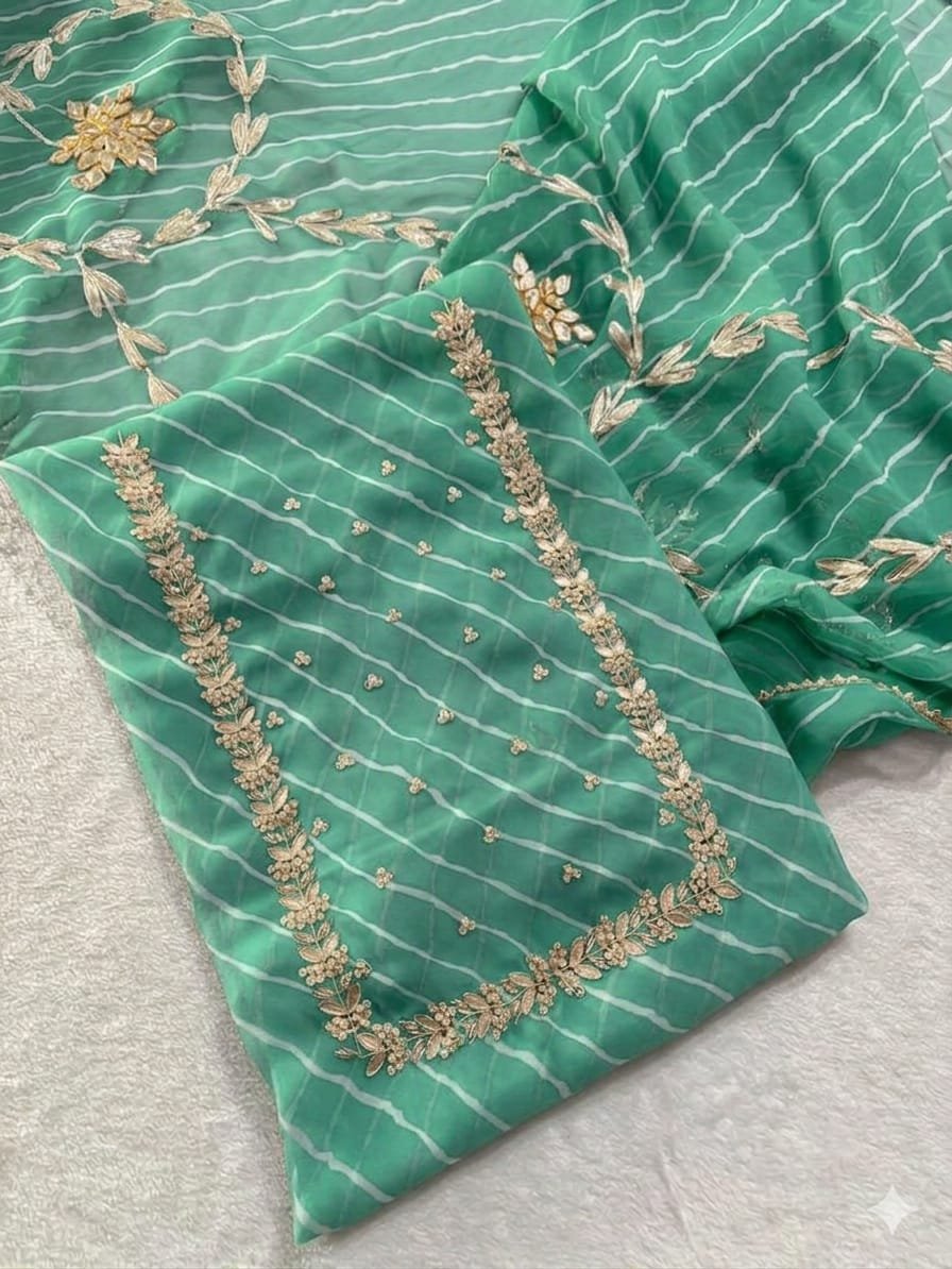 Viscose Georgette Lehriya Dress Material image 6