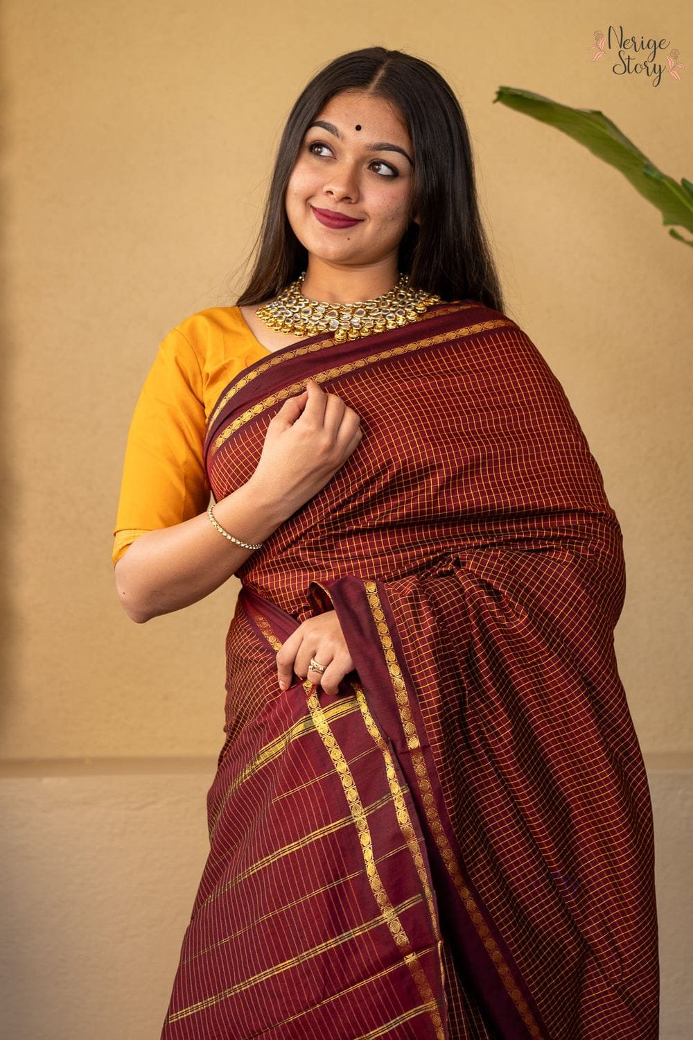 Mangalyam Checked Cotton Sarees image 4