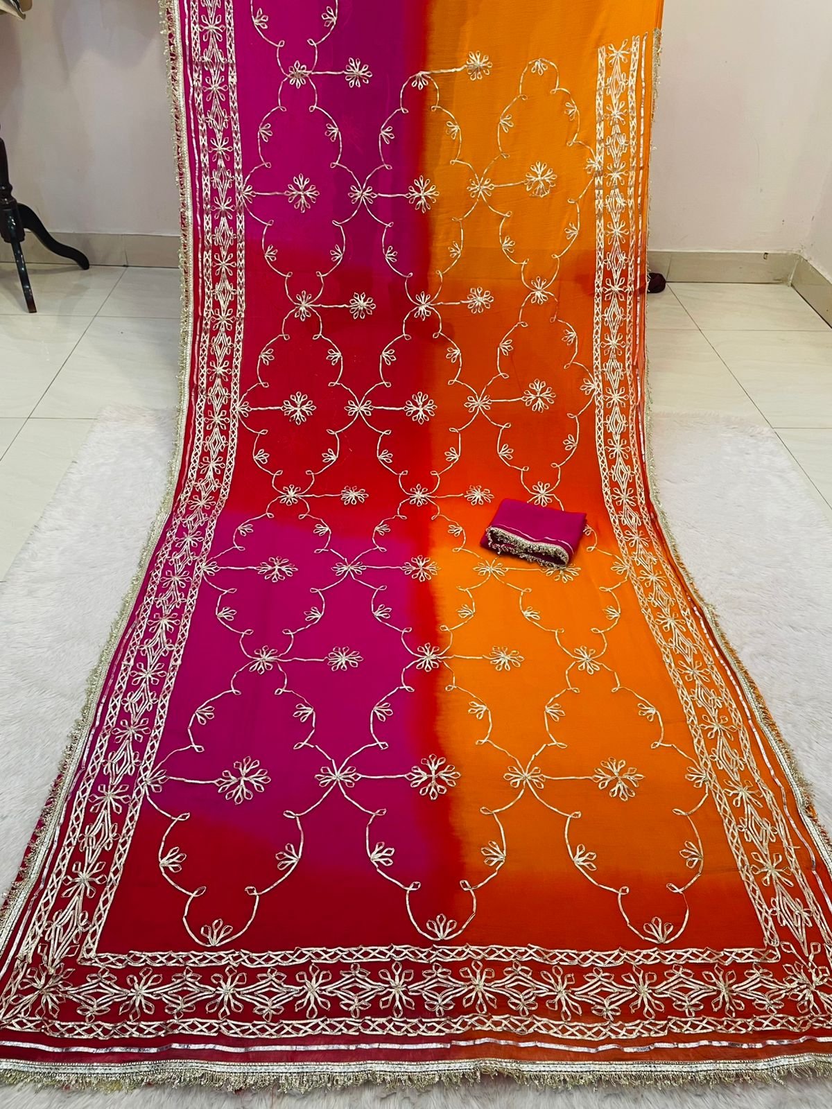 Half Pure Chiffon Saree image 5