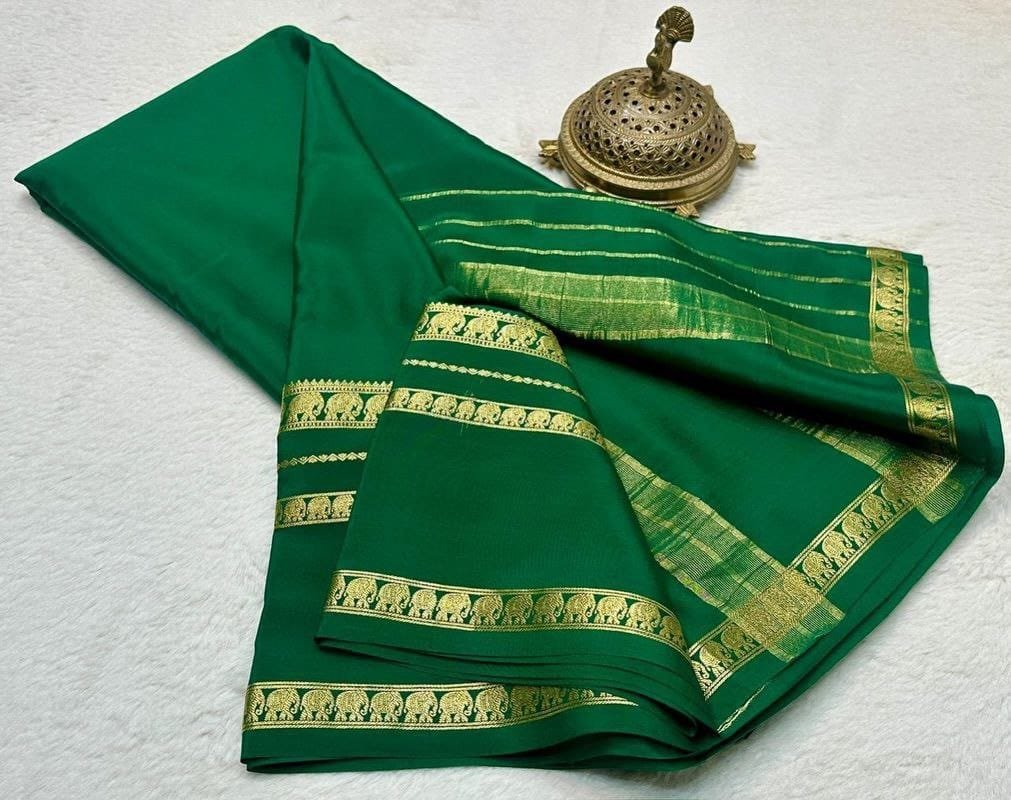 Semi Crepe Mysore Silk Sarees image 3