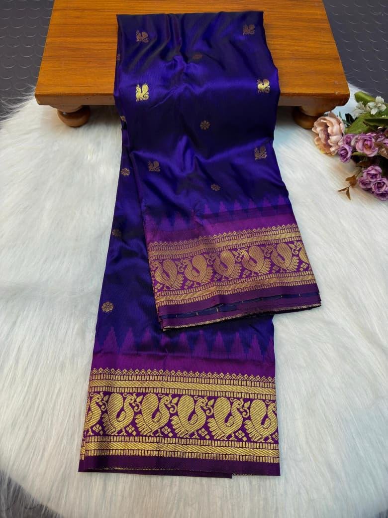 Traditional Peacock Gadwal Paithani image 17