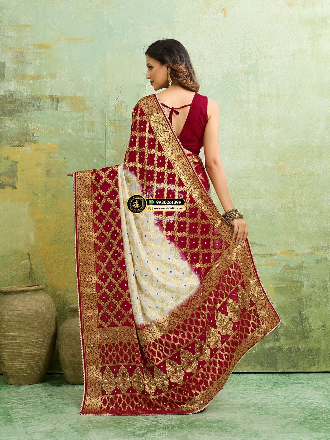 Banarasi Silk With Heavy Zari Work Saree with Handwork (Dual color) image 13
