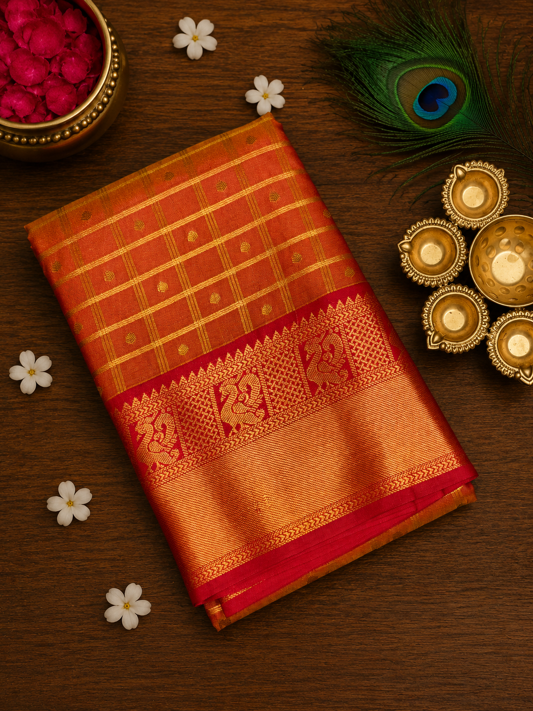 Checks and Tilak Korvai Kanchi Semi Silk Sarees image 3