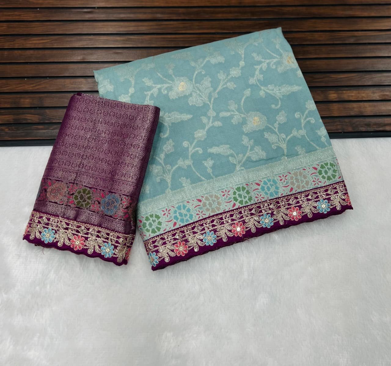 Pure Khaddi Crepe Georgette Meenakari Weaving image 7