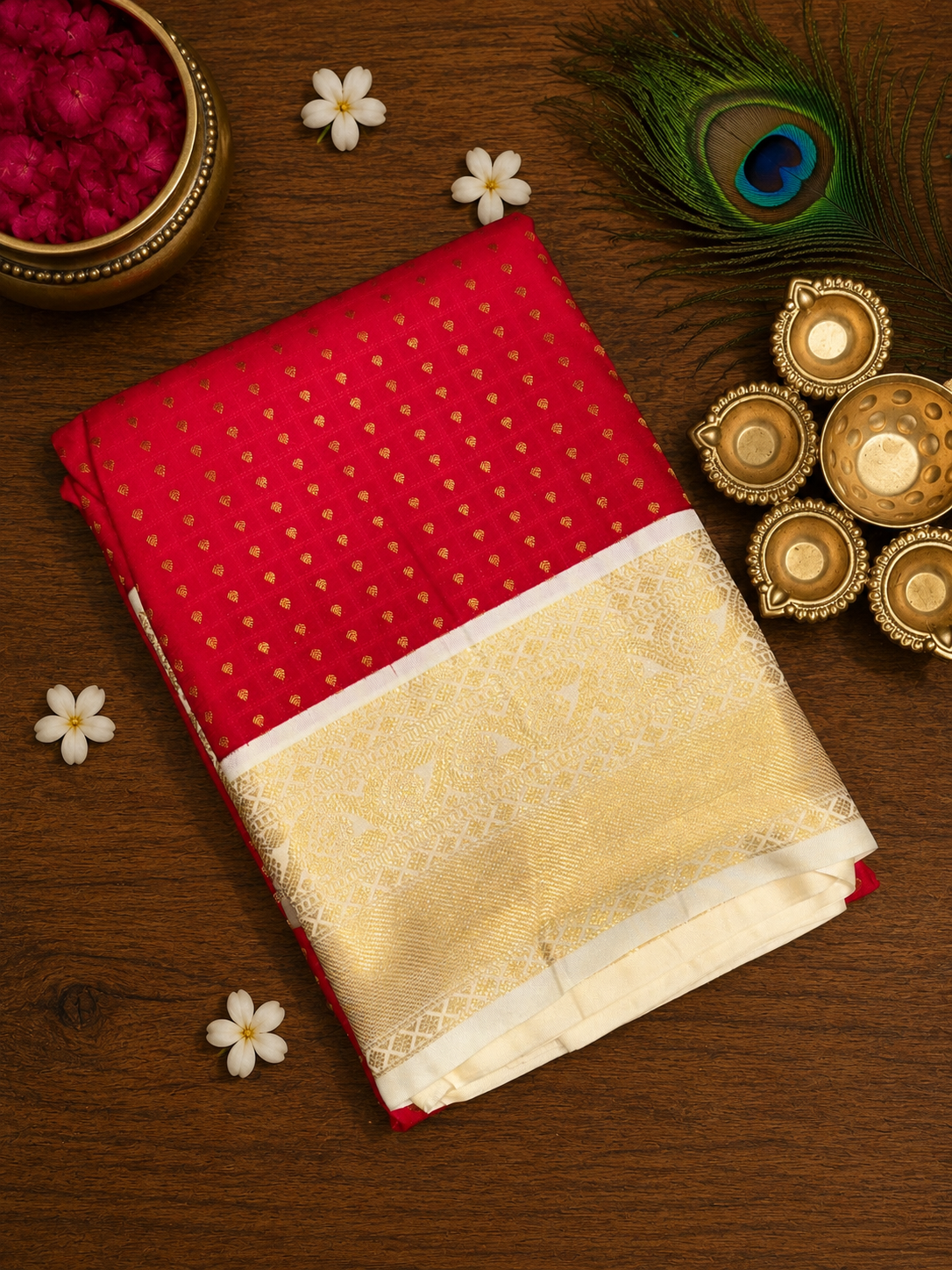 1000 Buttas Korvai Kanchi Semi Silk Sarees image 8