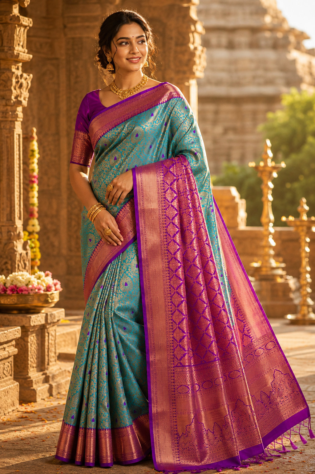 9 Korvai Kanchi Semi Silk Sarees