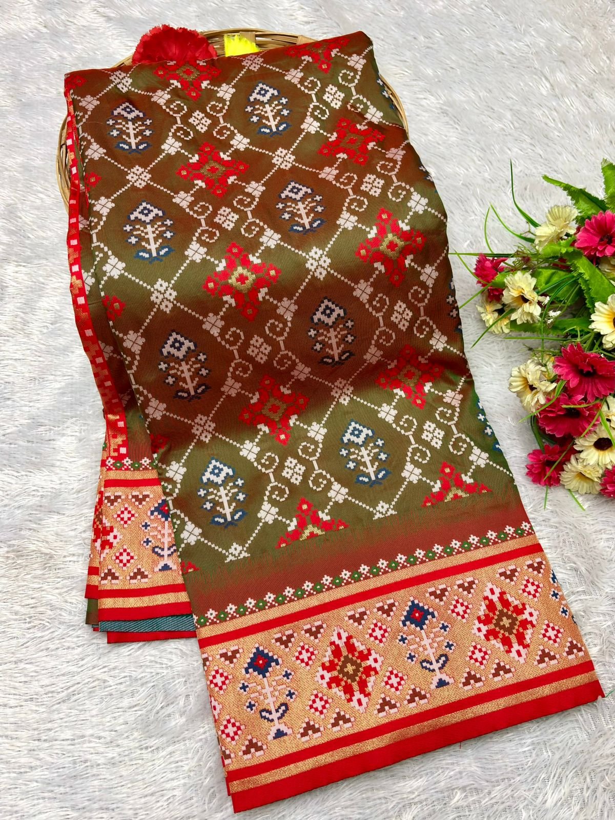 Patola Silk Saree With Paithani Touch image 7