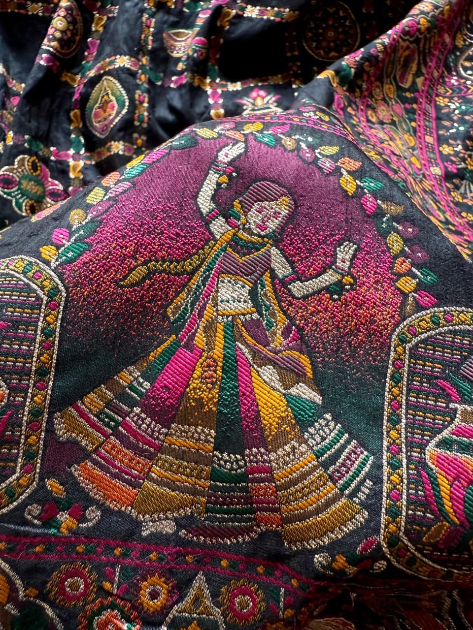 5 Pure Soft Rajwadi Pashmina Silk Jaquard Weaving Saree image 6