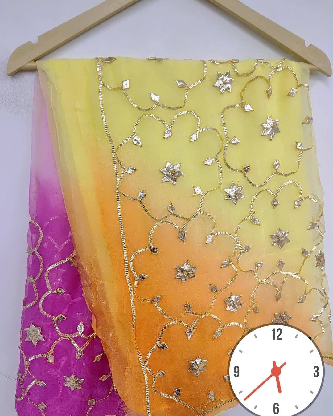 Half Pure Chiffon Saree With Gota Work