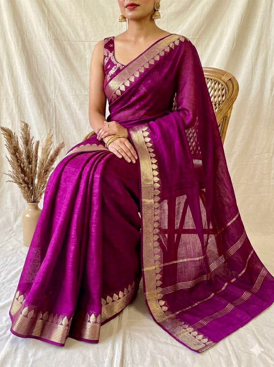 Pure Chinon chiffon zari weaving border sarees image 11