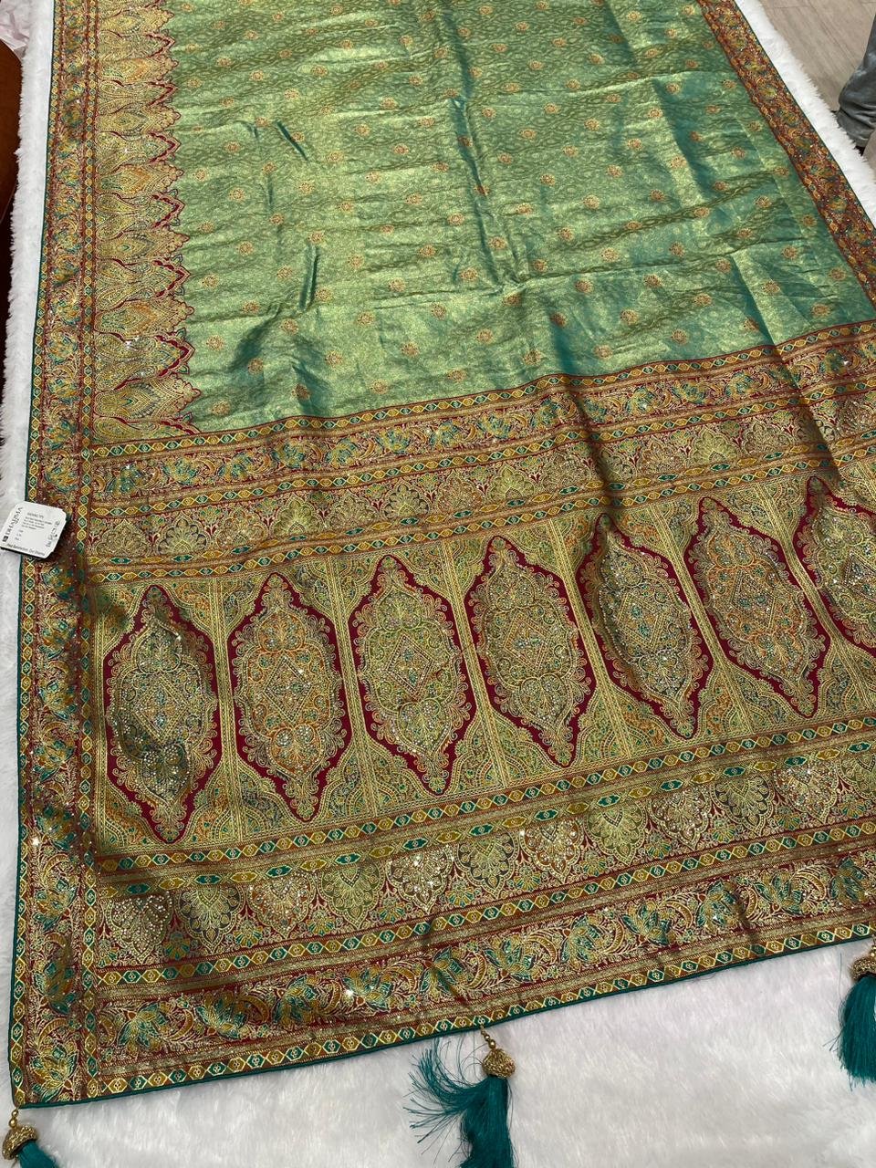 Premium Semi Silk Saree With Jarkan Work image 3