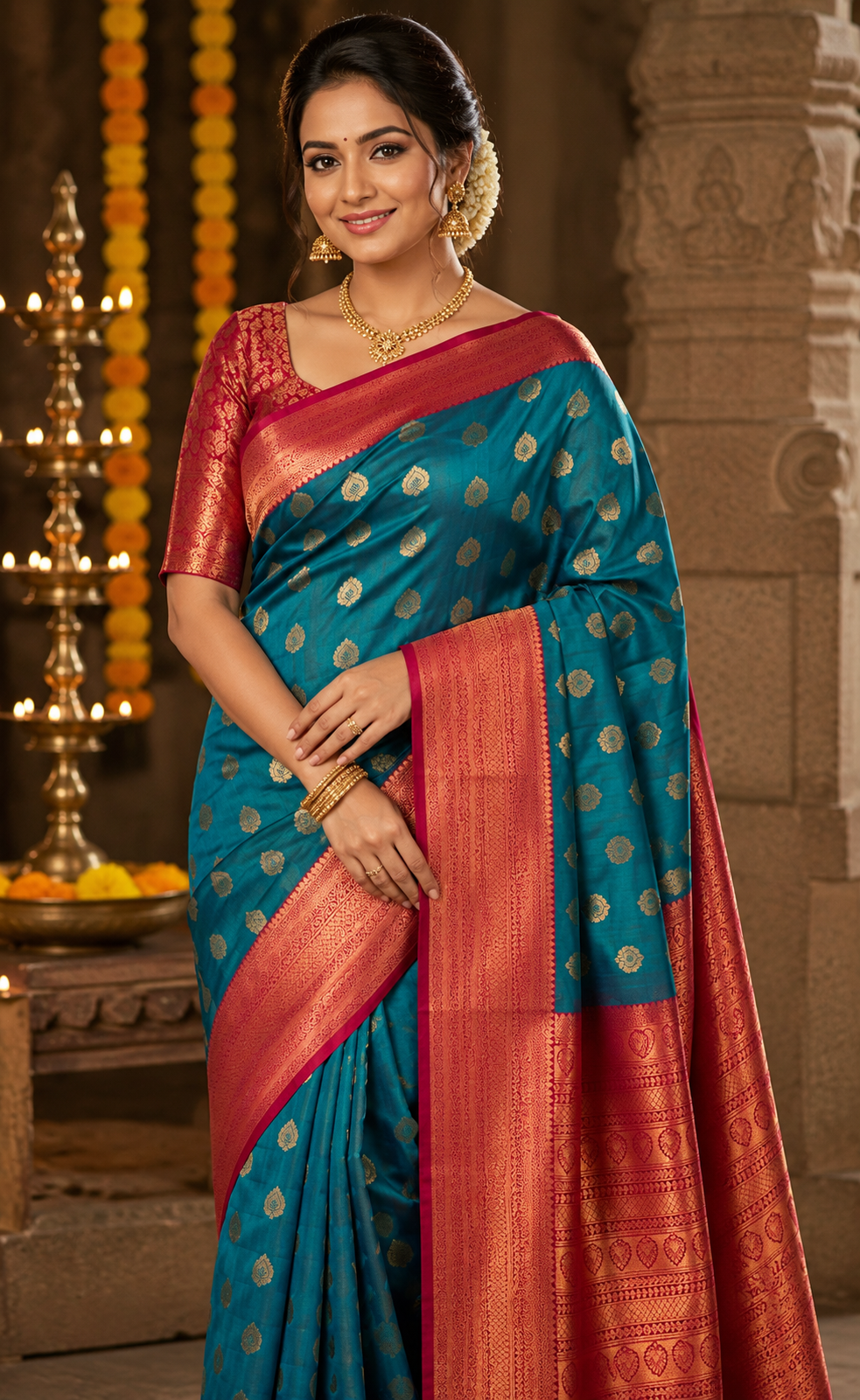 7 Korvai Kanchi Semi Silk Sarees
