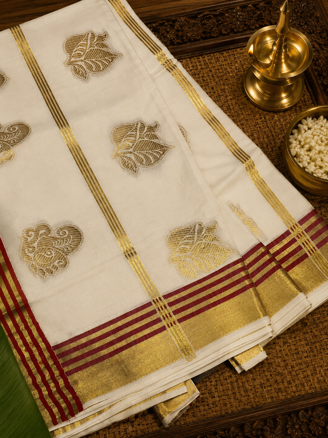 Kerala Kasavu Saree Red 1 image 5