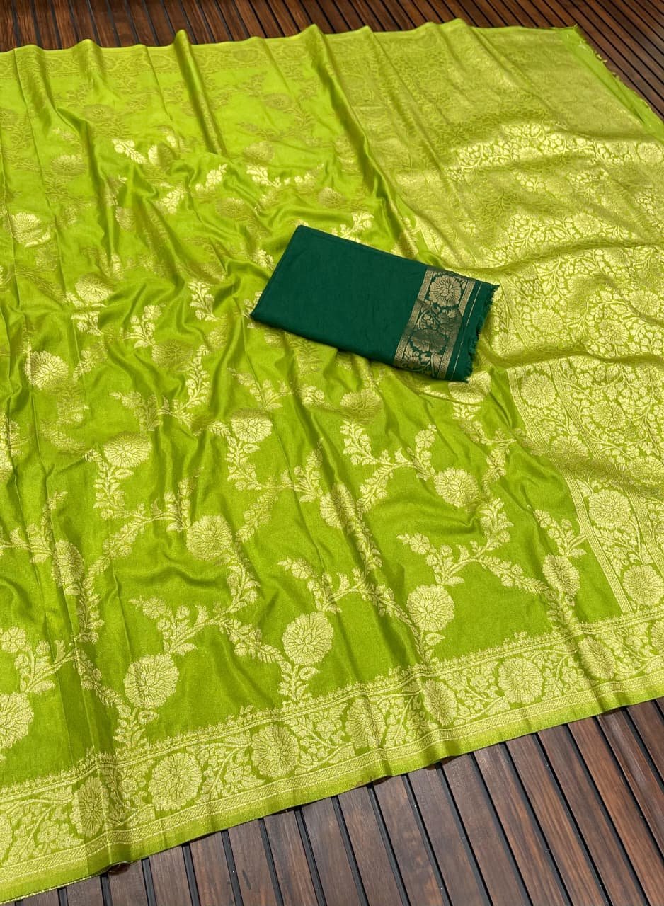 1 Banarasi Khadi Georgette Jaqurad Weaving Saree