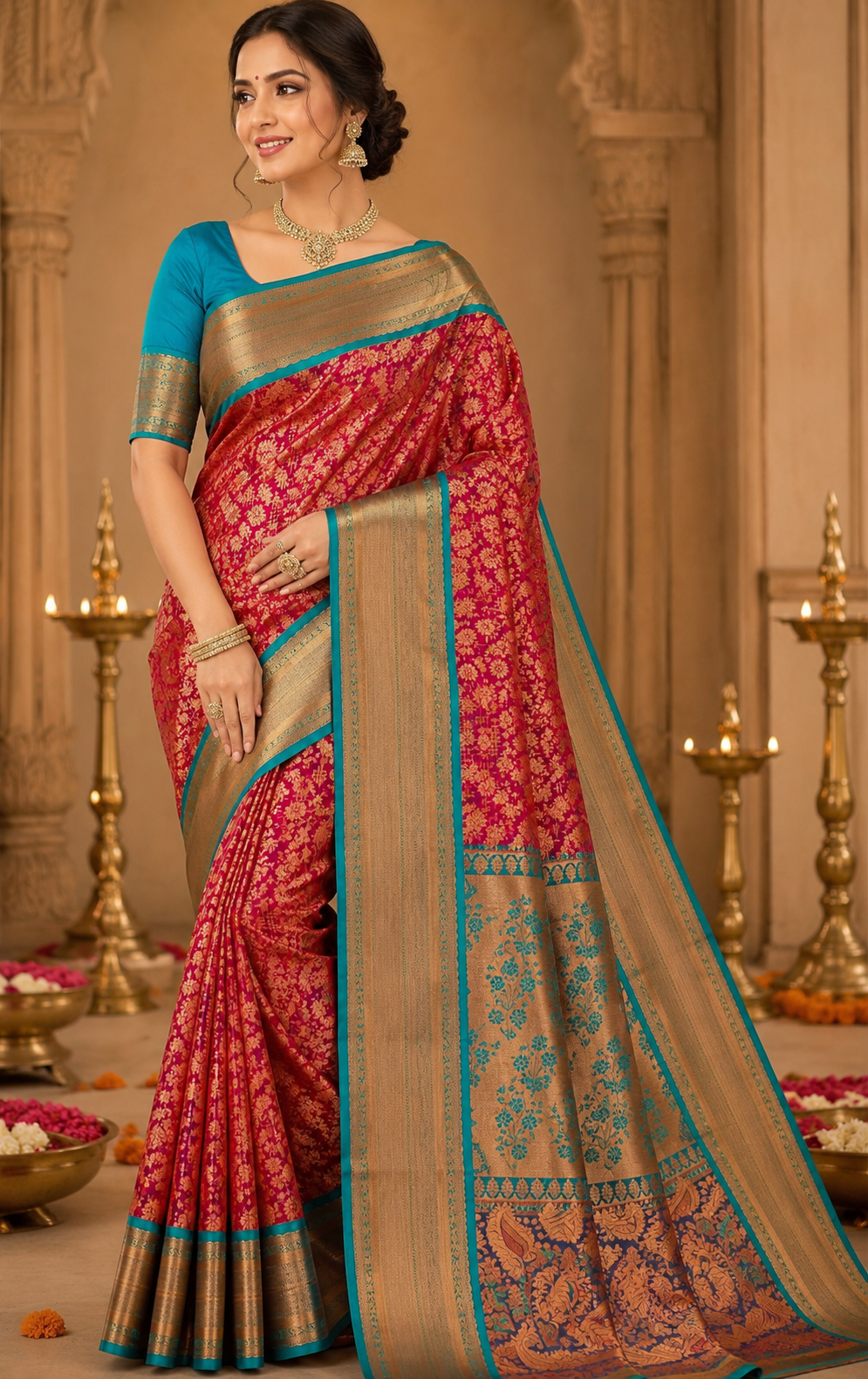 3 Korvai Kanchi Semi Silk Sarees image 12