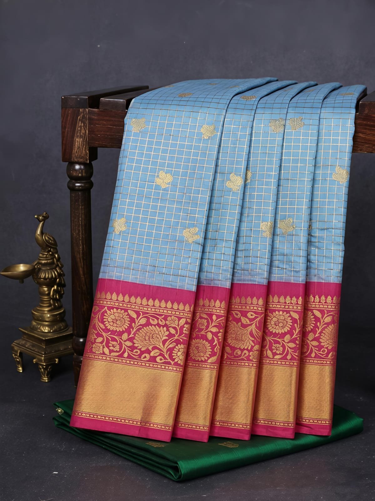 Vintage Checks Semi Silk Sarees image 12