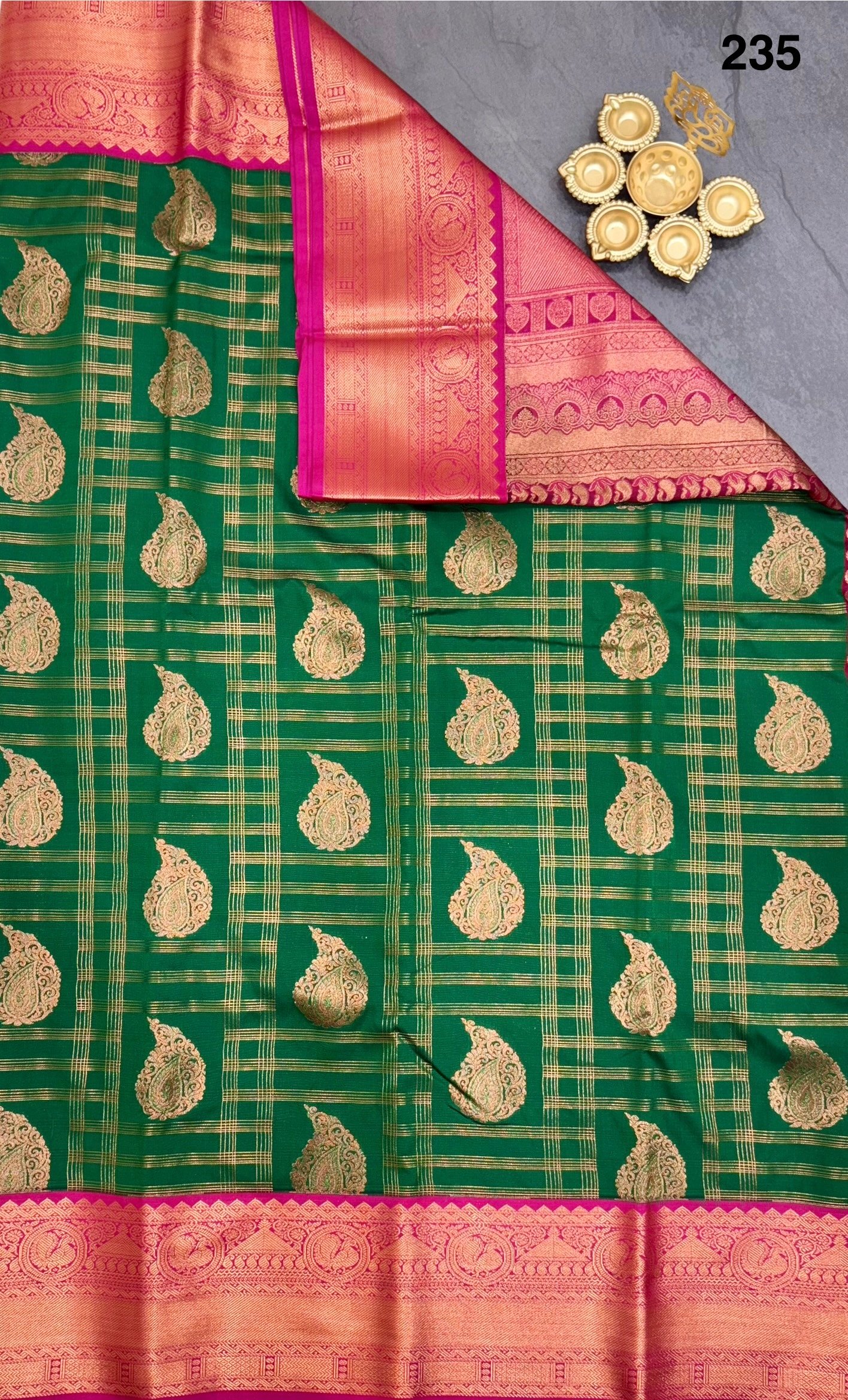 Korvai Kanchi Semi Silk Sarees Big Podi Kattam image 2