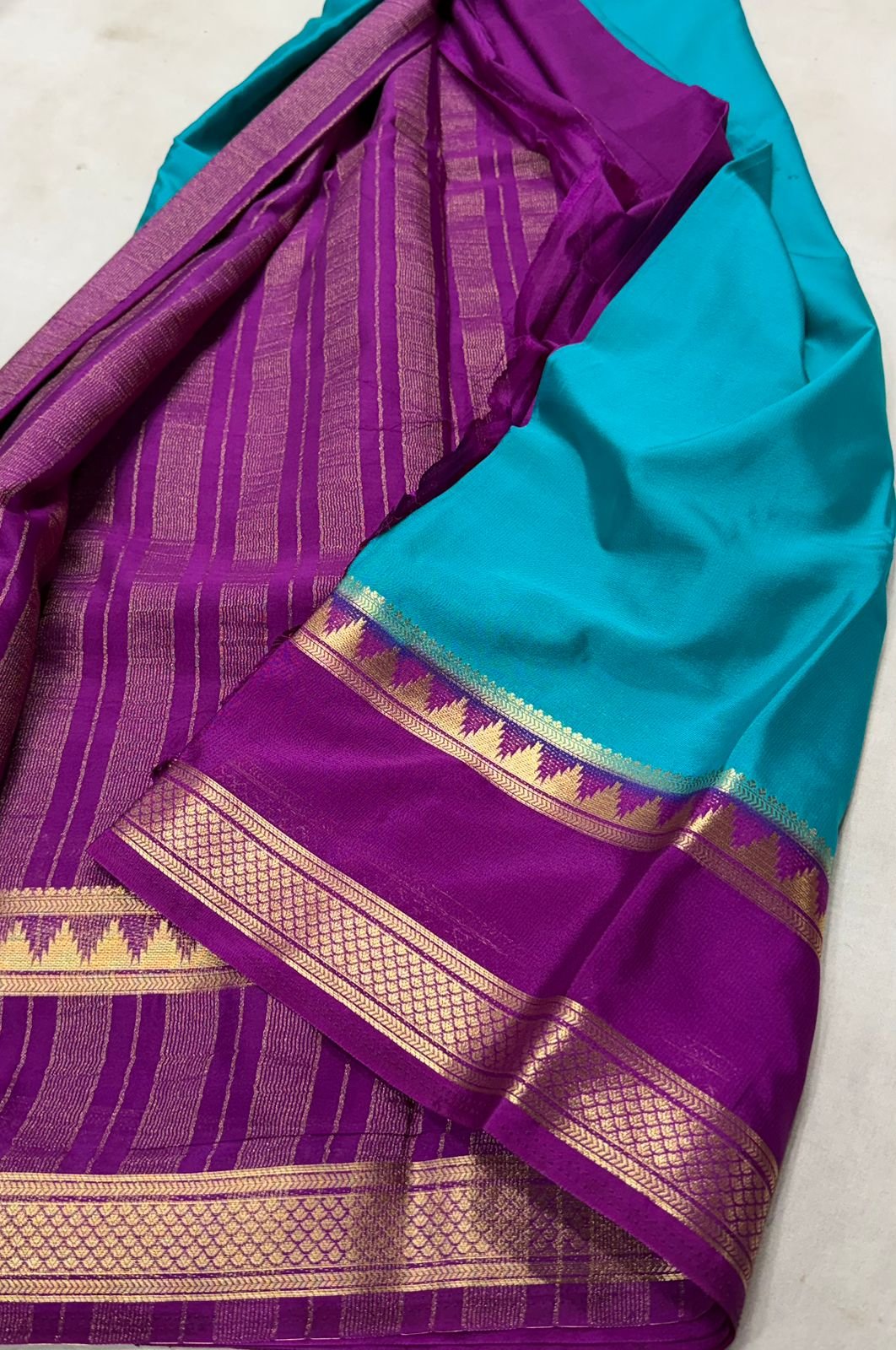 Pure soft Viscose Khadi silk fabric with satin border- image 2