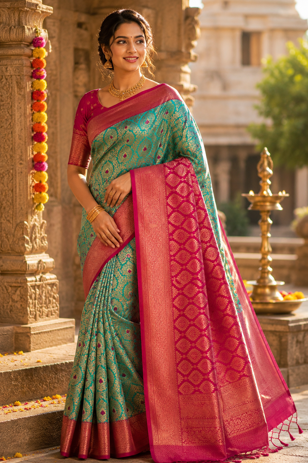 5 Korvai Kanchi Semi Silk Sarees image 7