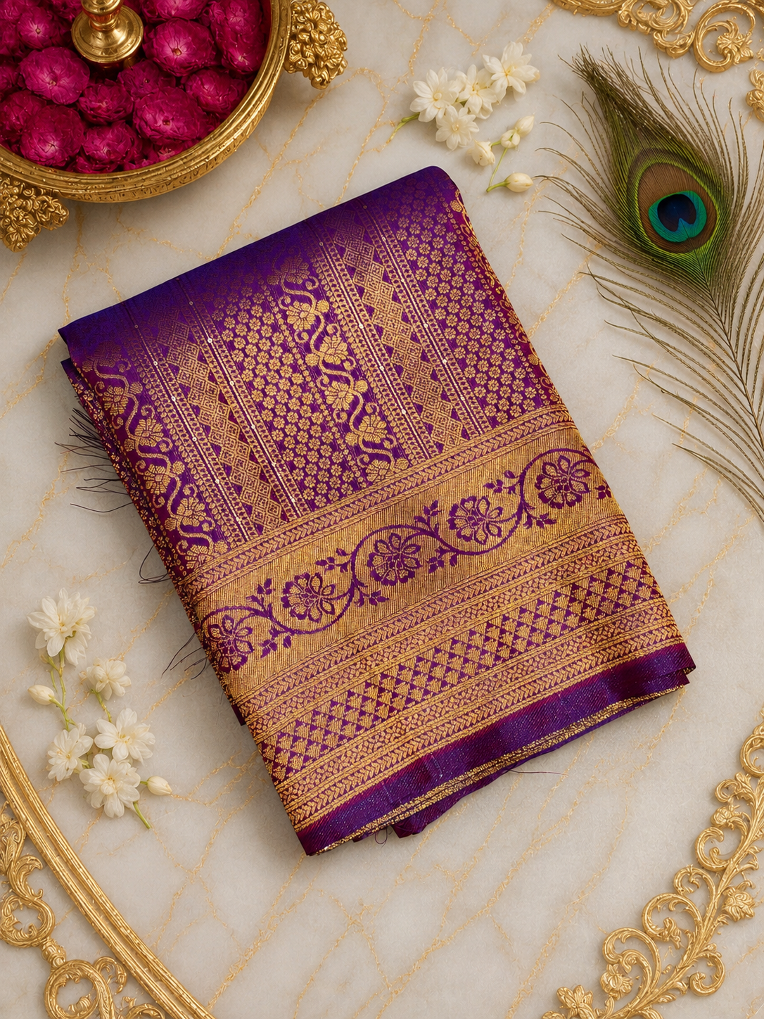 Bridal kanjivaram Semi SIlk Saree image 19