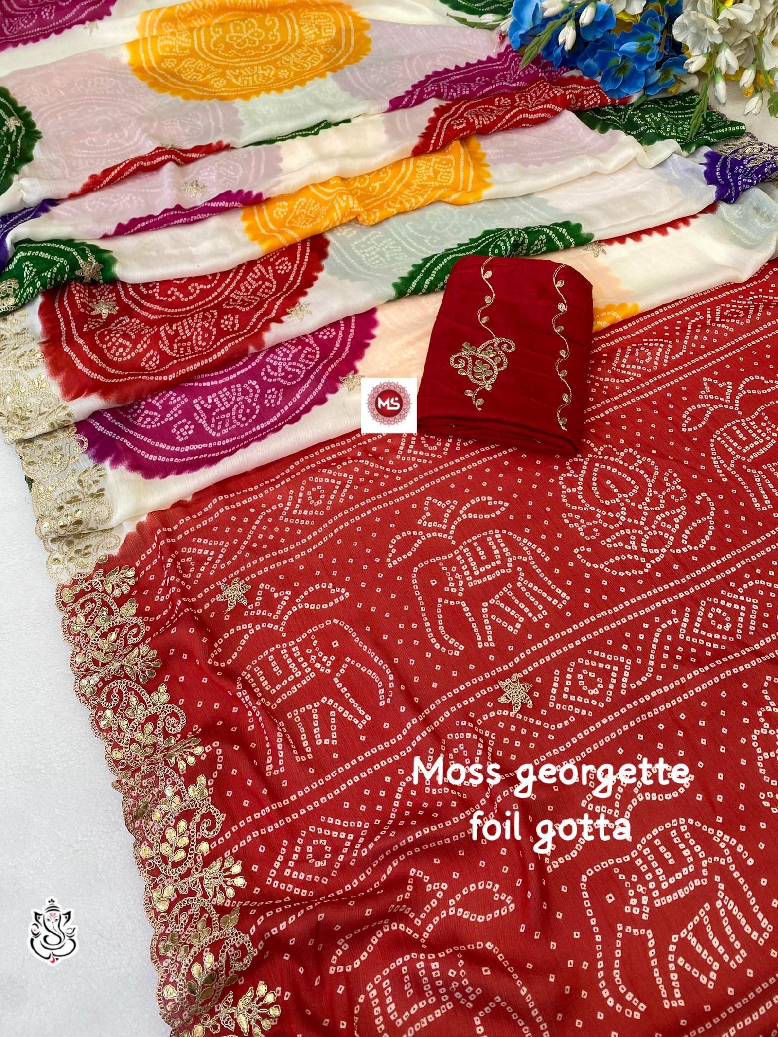 Chinon Moss Georgette Bandhani Print image 2