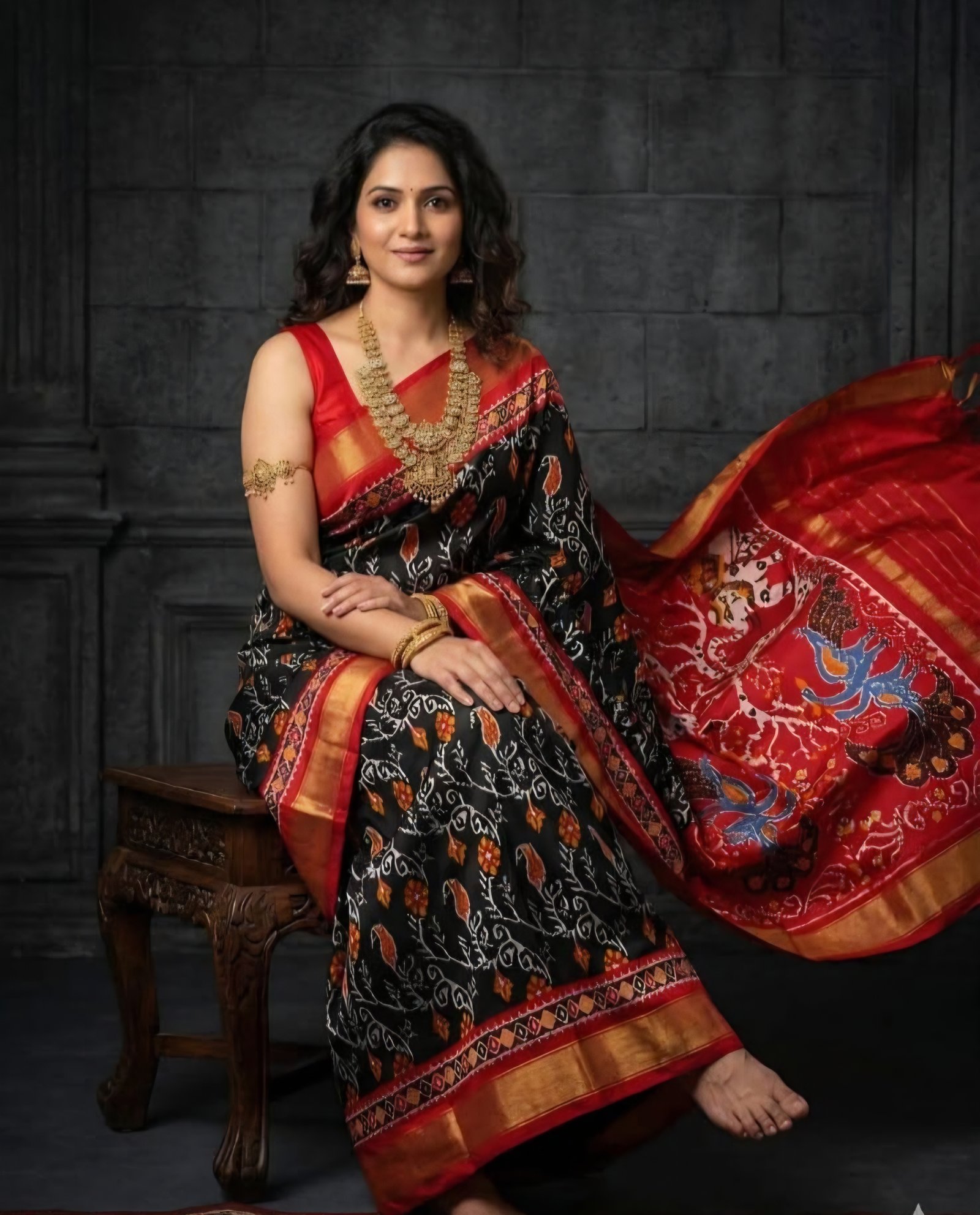 Exclusive Double weaving Ikkat printed Sarees image 2