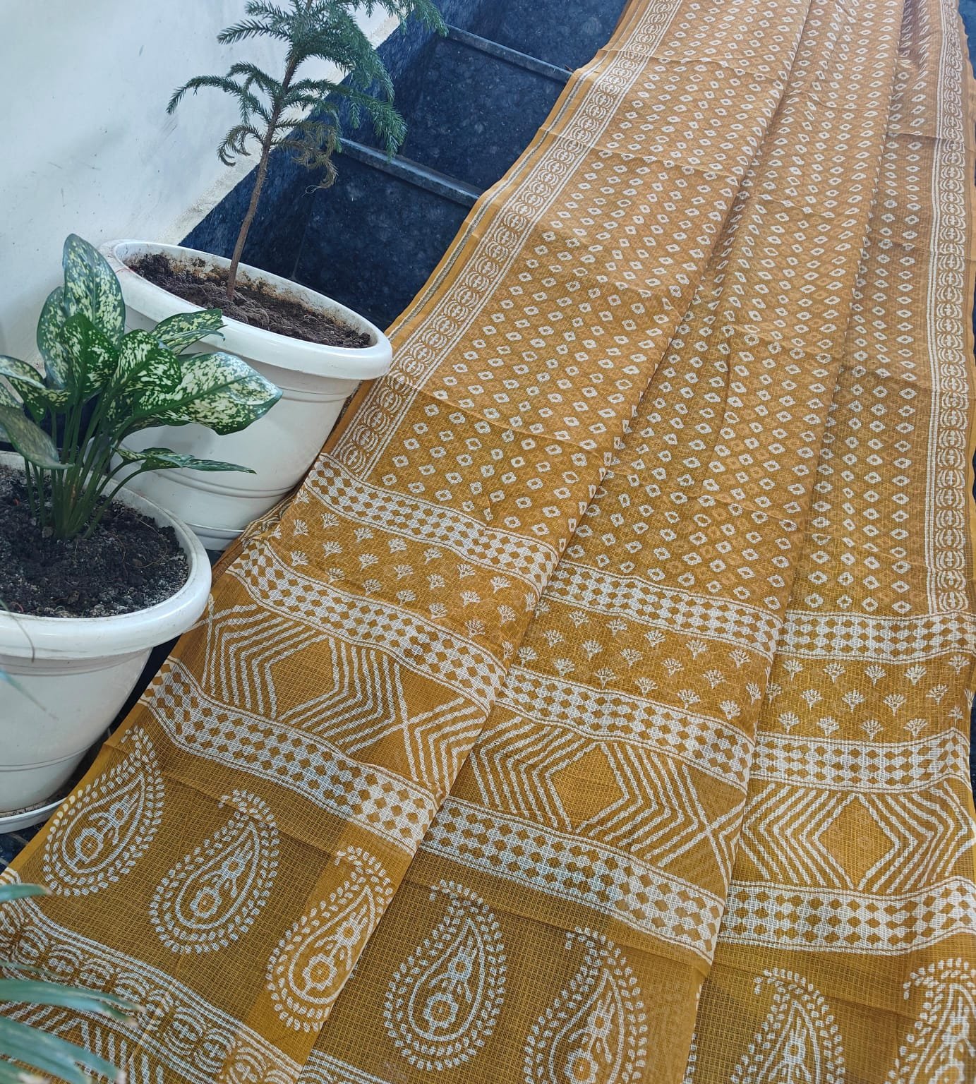14 Pure Kota Doria Saree Indigo Print image 10
