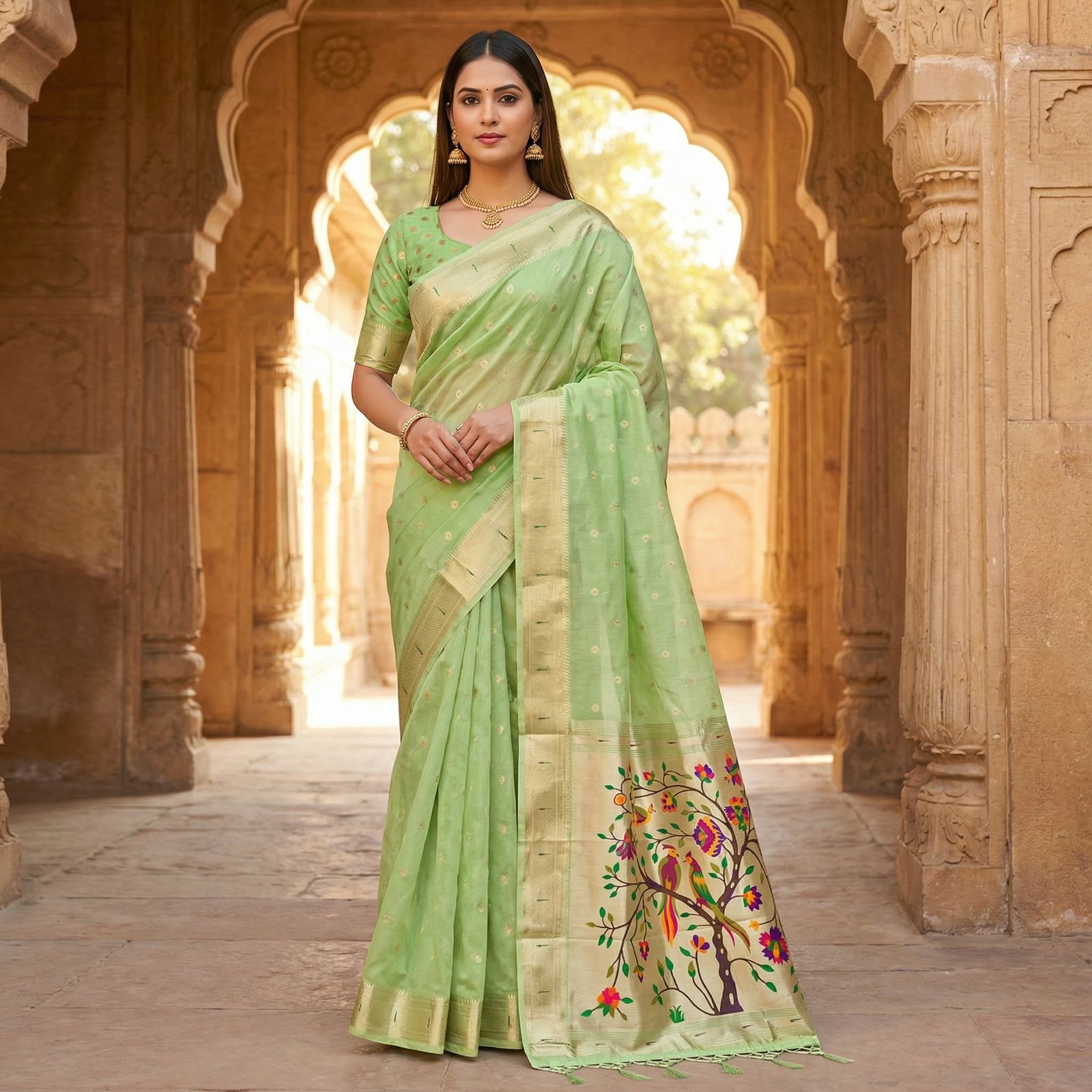 Traditional Organza Paithani image 4