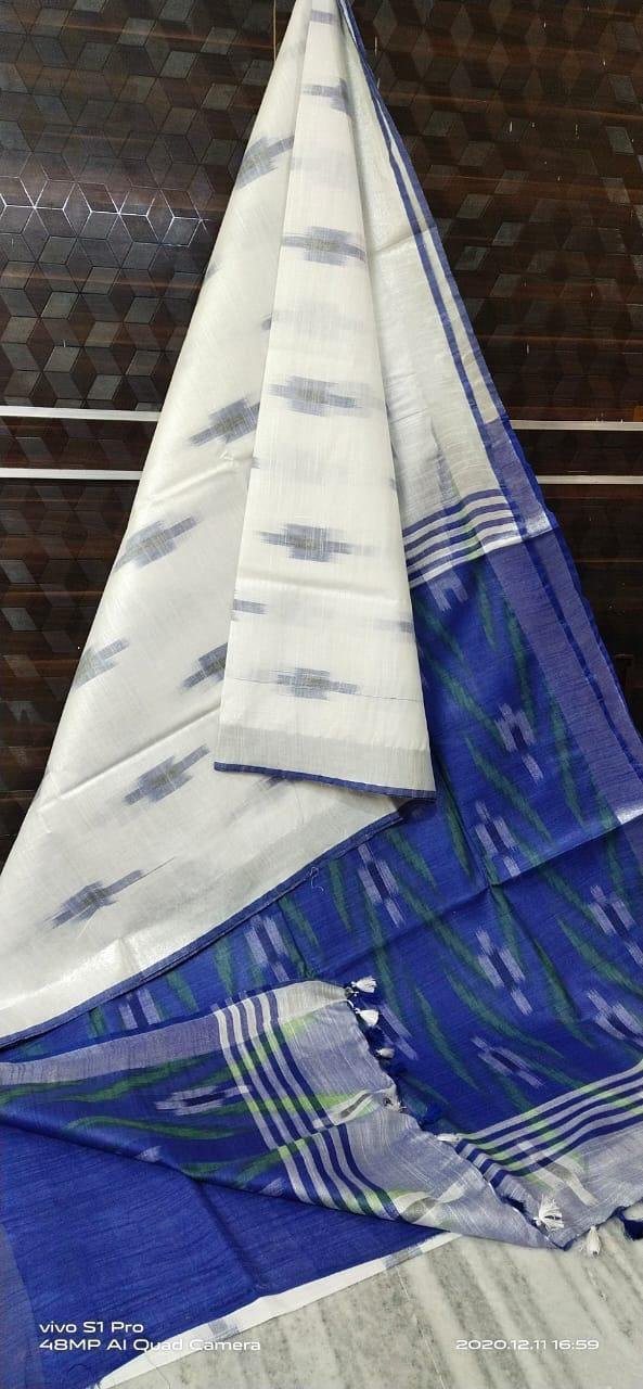 Pure linen Ikkat Sarees image 8
