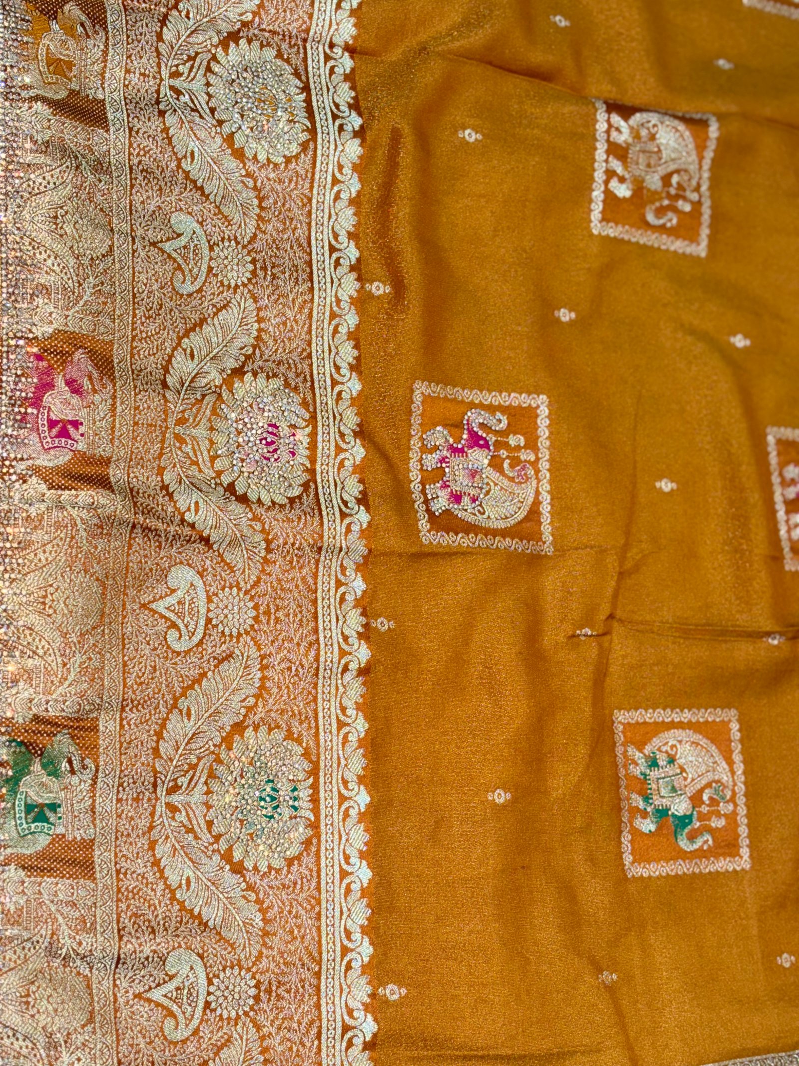 Bridal Tanchoi With Jarkan Work Saree image 4