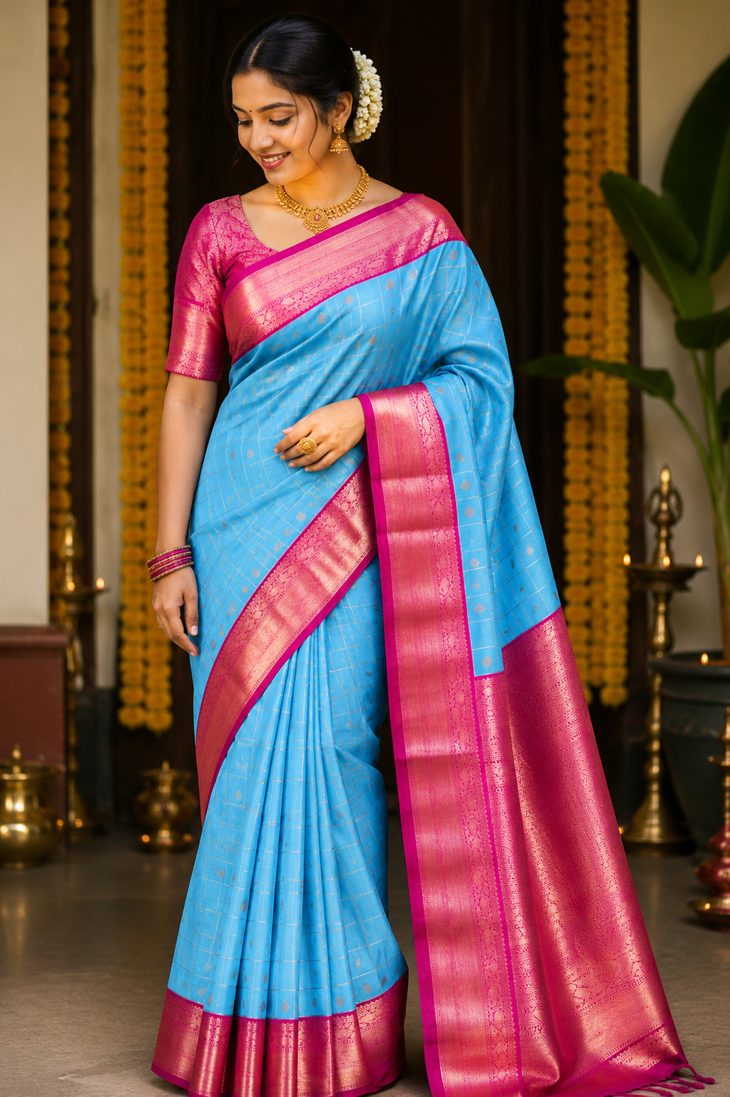 5 Korvai Semi Kanchi Silk Sarees image 11