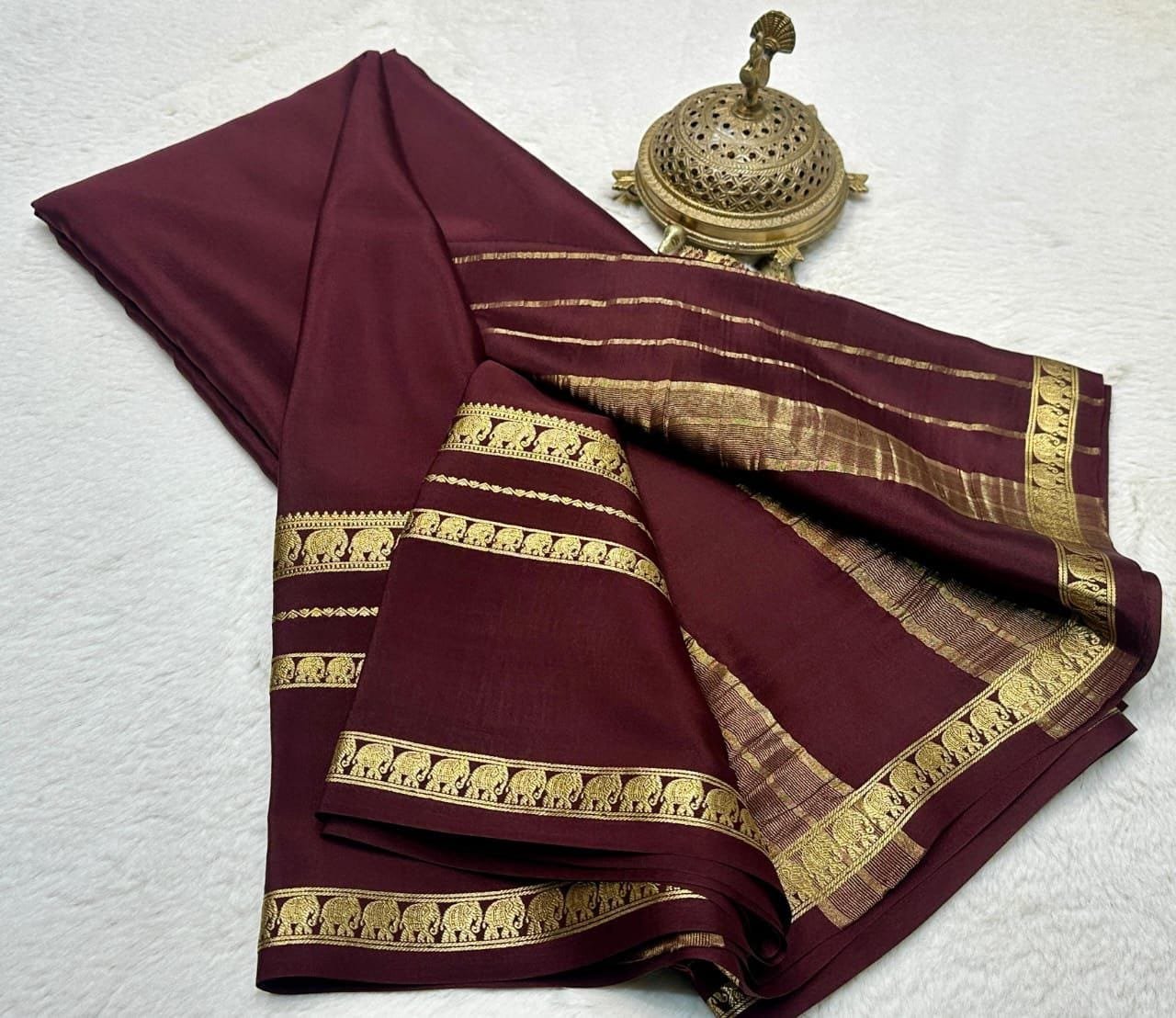 Semi Crepe Mysore Silk Sarees image 12