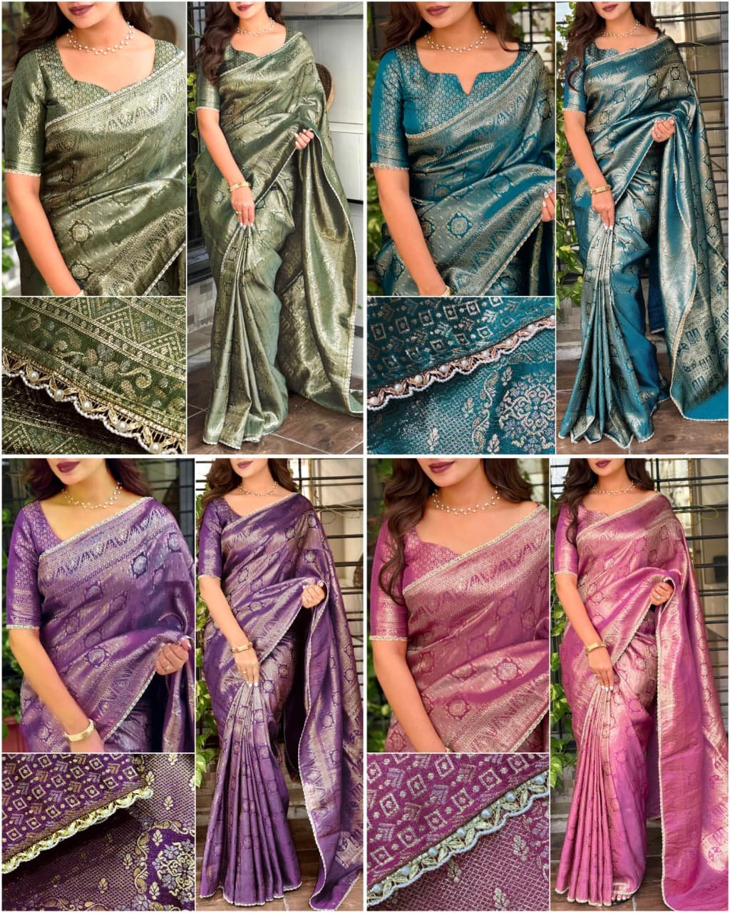 Satin Jaquard Silk Sarees With Pearl Border
