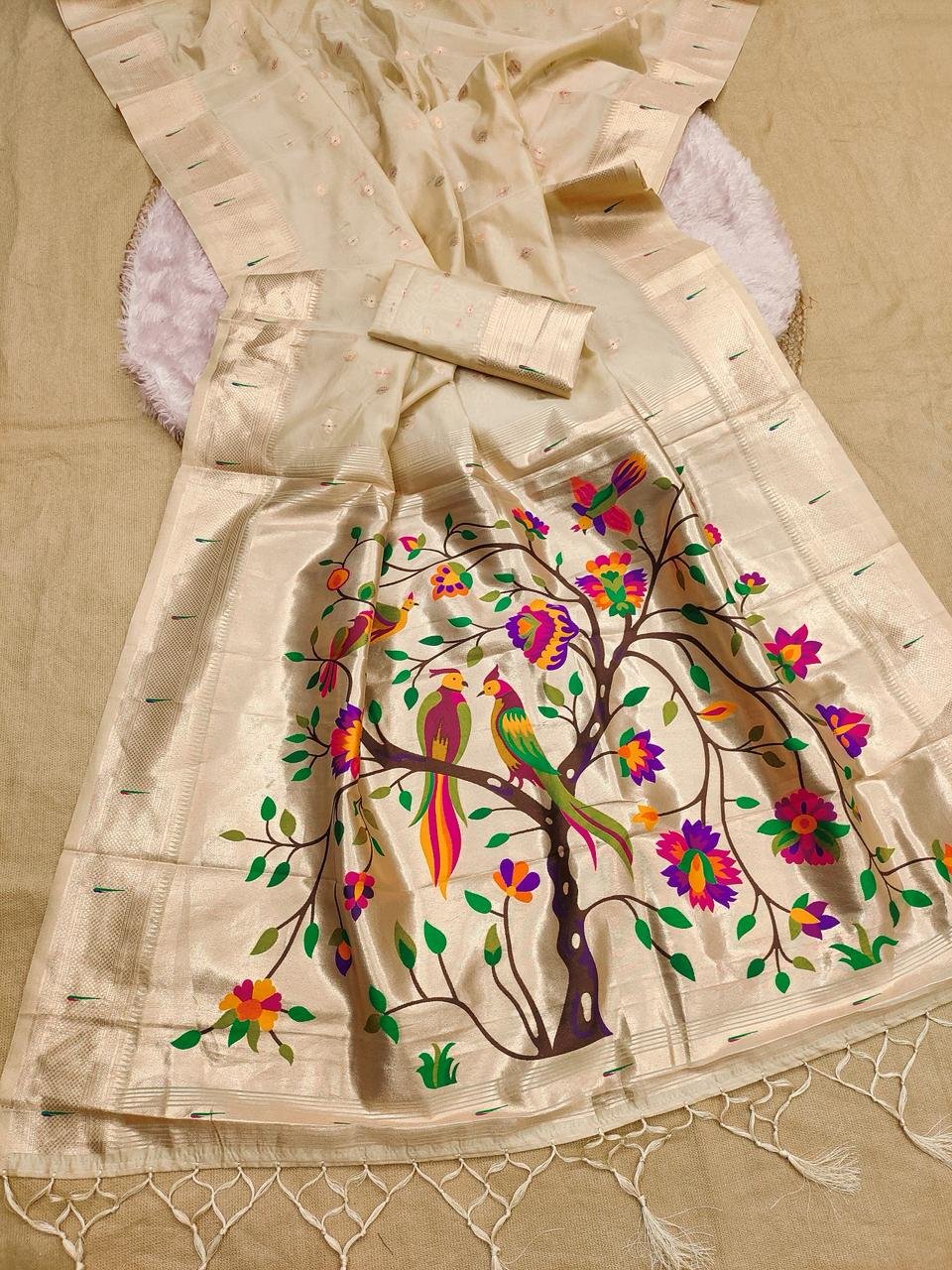 Traditional Organza Paithani image 8