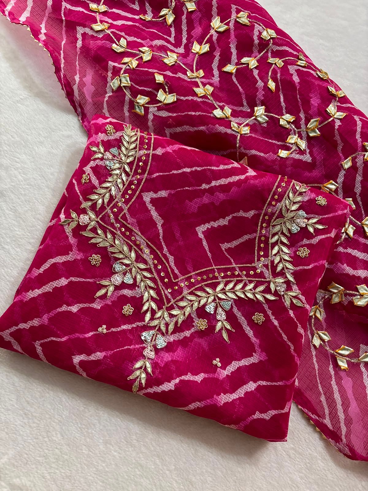 Kota Doria Embroidery Dress Material image 2